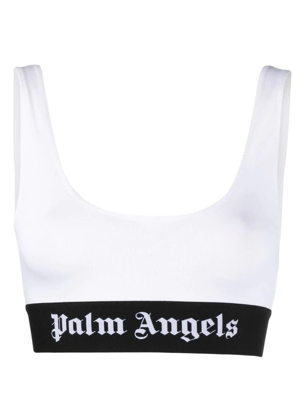 Palm Angels Logo-underband Two-tone Bra In Bianco