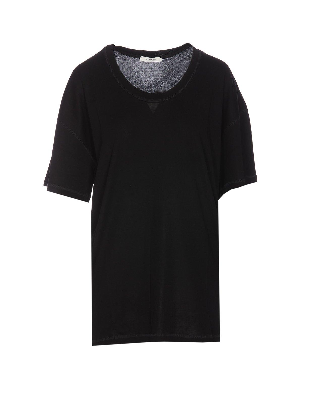 Shop Lemaire Short-sleeved Scoop-neck T-shirt In Black