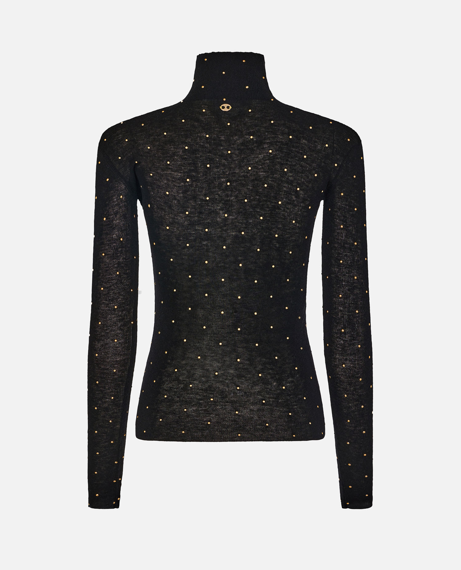 Rabanne Fitted Black Wool Sweater With Metallic Studs In Black