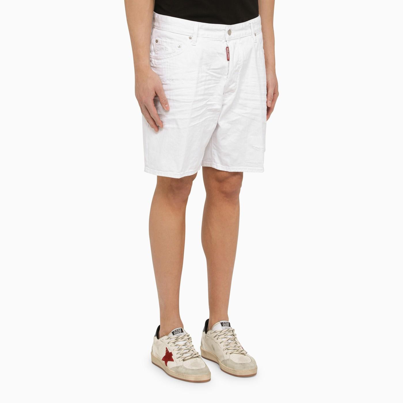 Shop Dsquared2 White Cotton Bermuda Shorts In Bianco