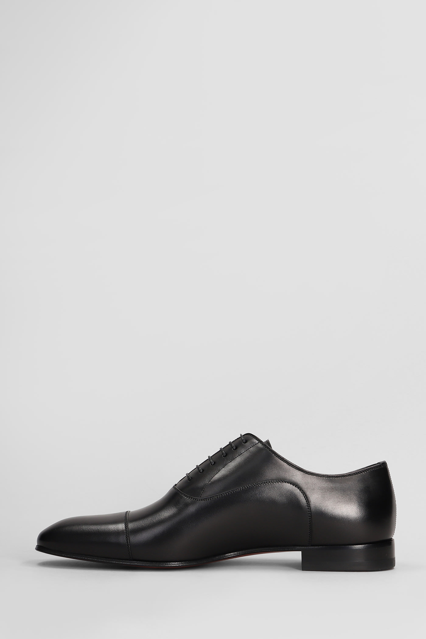 Christian Louboutin Greggo Lace Up Shoes In Black Leather In Black