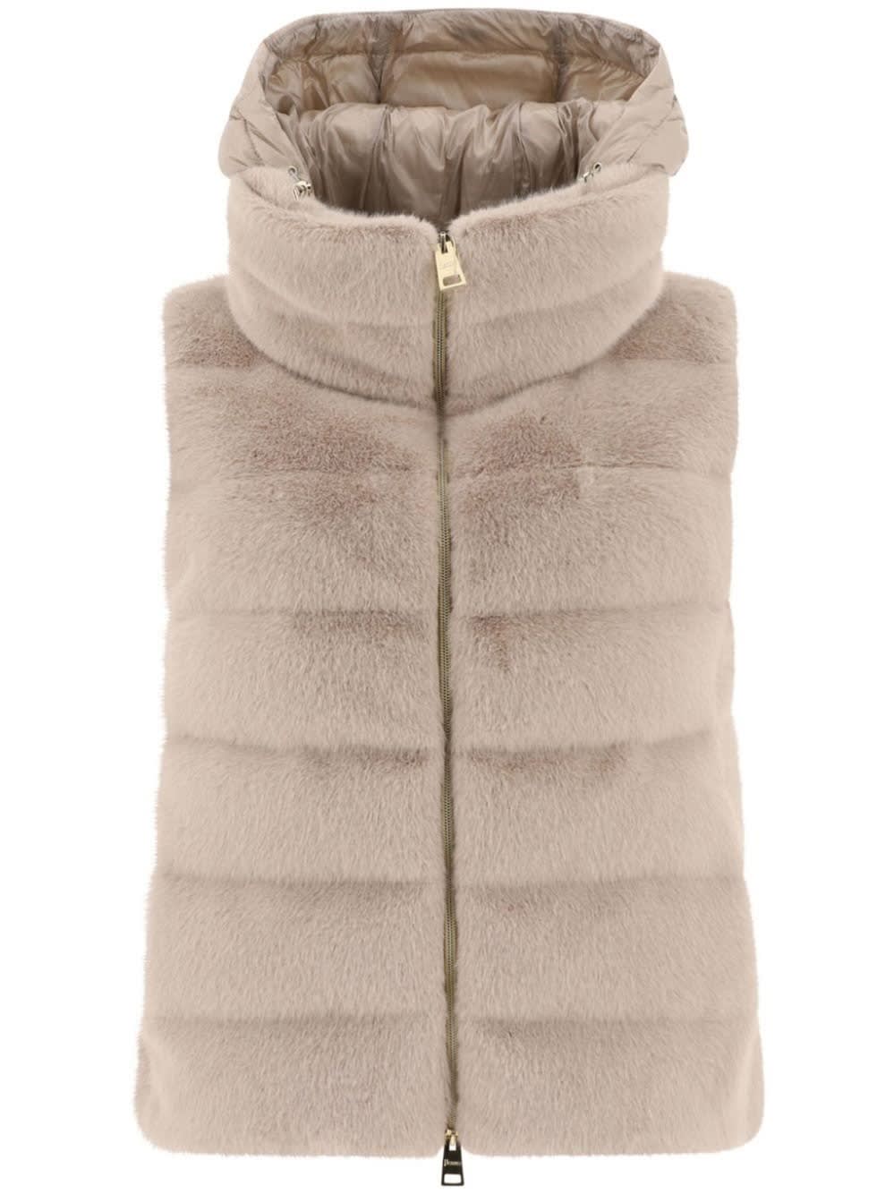 Shop Herno Piumino Smanic. In Faux Fur In Crema