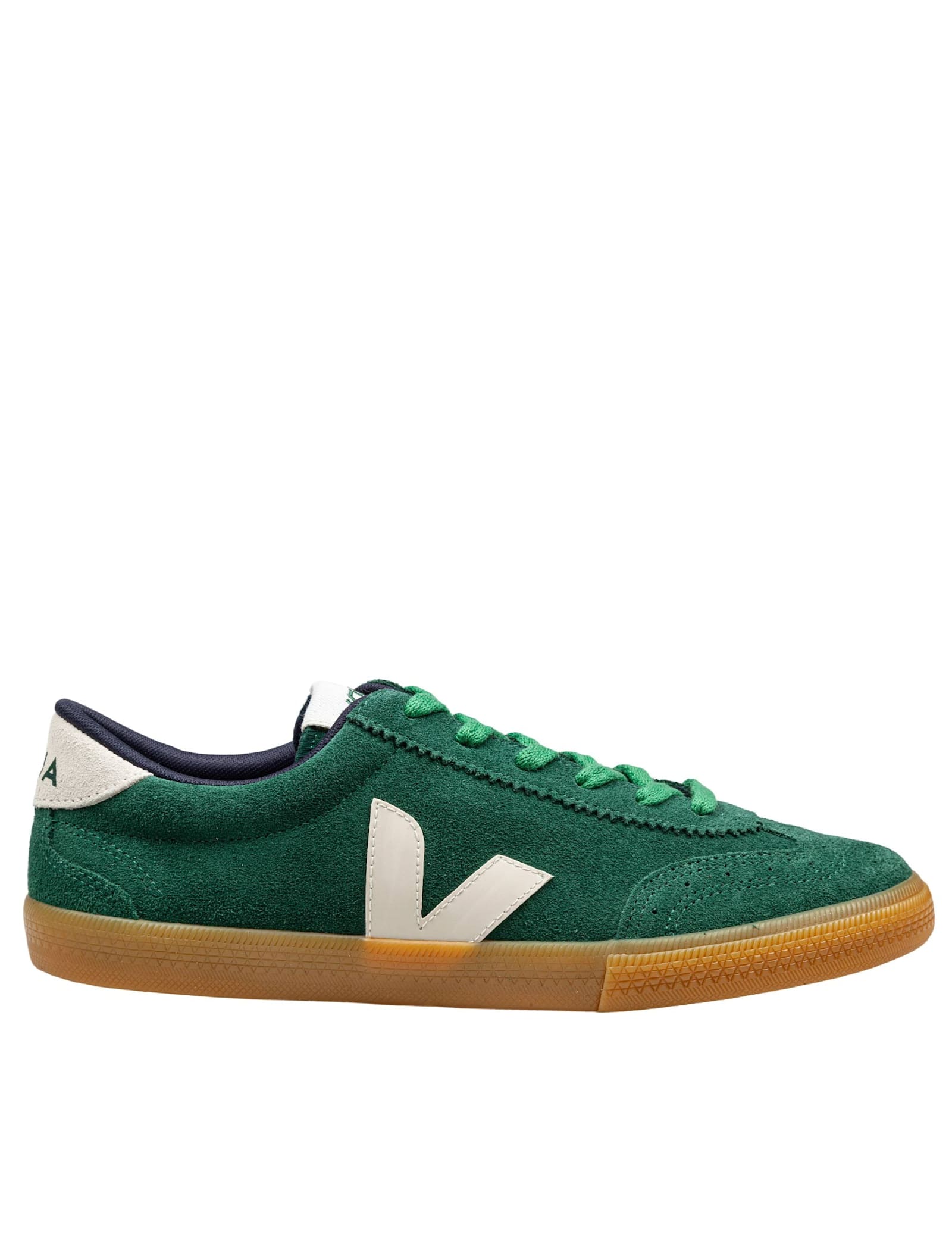 Shop Veja Volley Sneakers In Suede Color Green In Rock