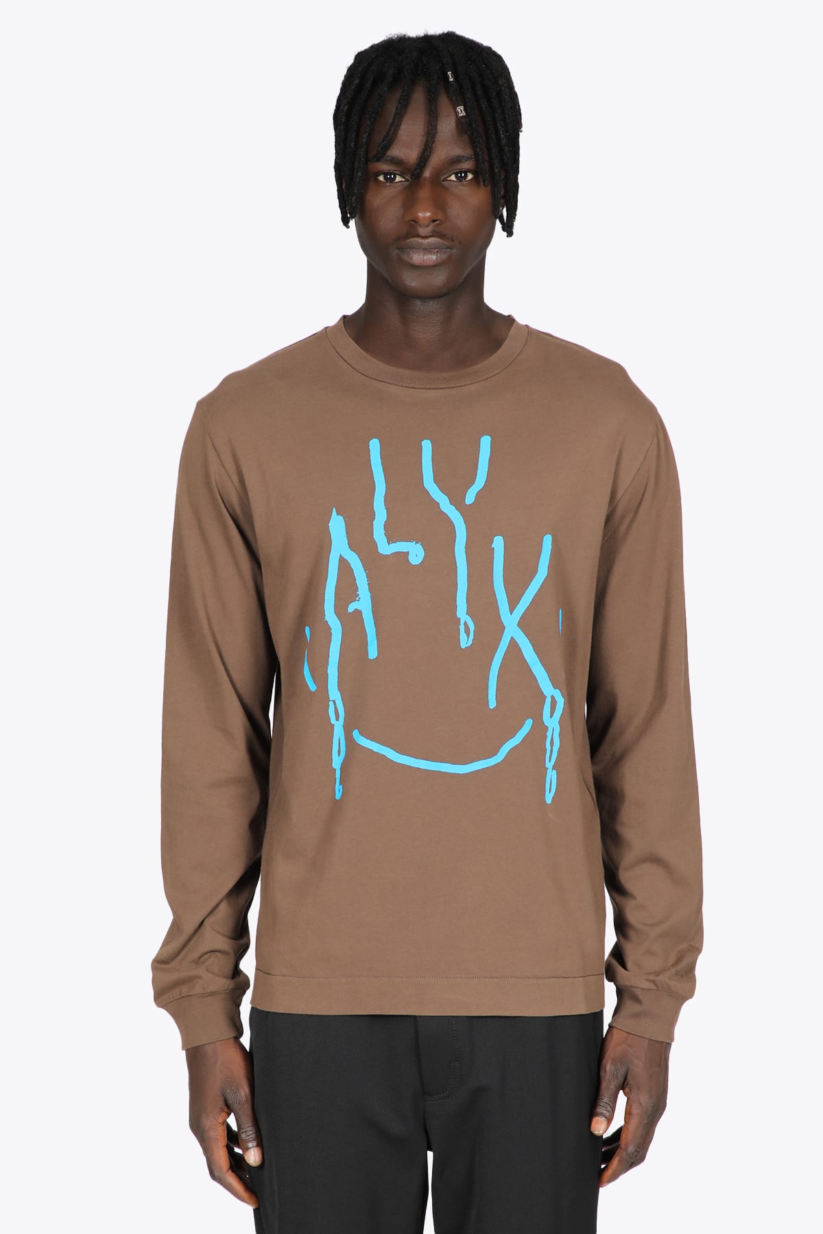 1017 ALYX 9SM Ls Graphic T-shirt Brown t-shirt with long sleeves and front logo - LS Graphic t-shirt
