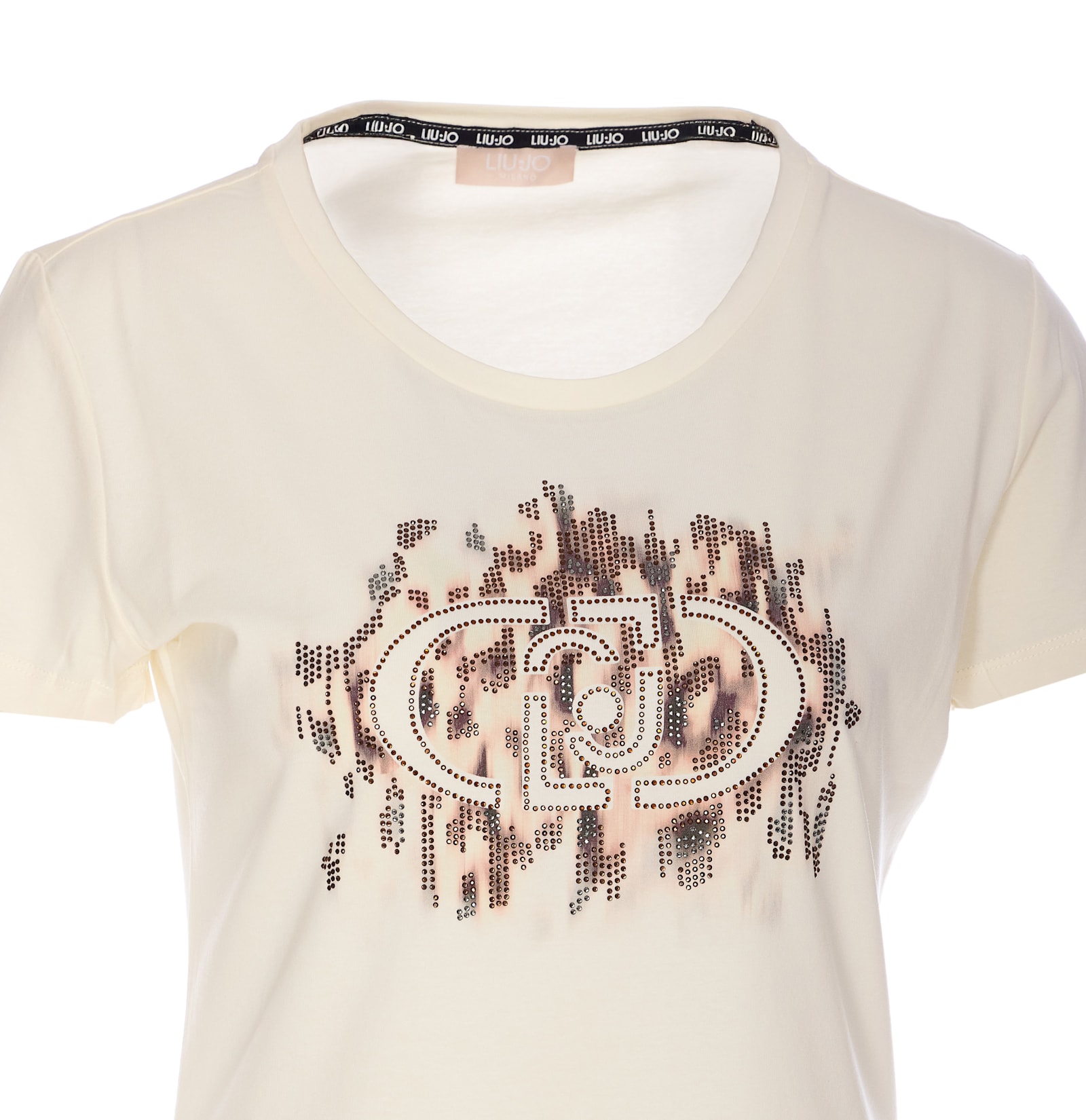 Liu •jo Crewneck Embellished Graphic Print Round Neck In White