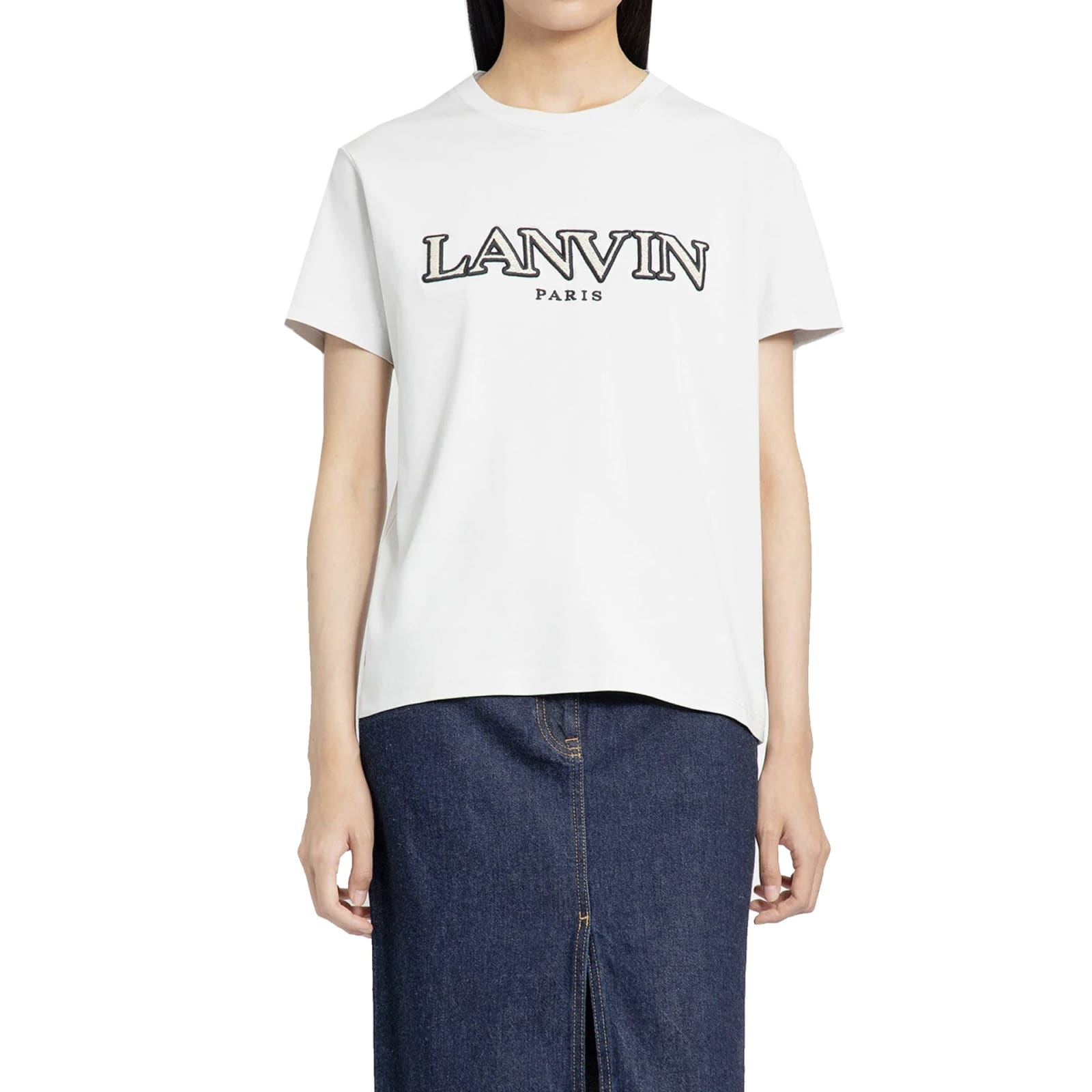 Shop Lanvin Curb Logo T-shirt In Gray
