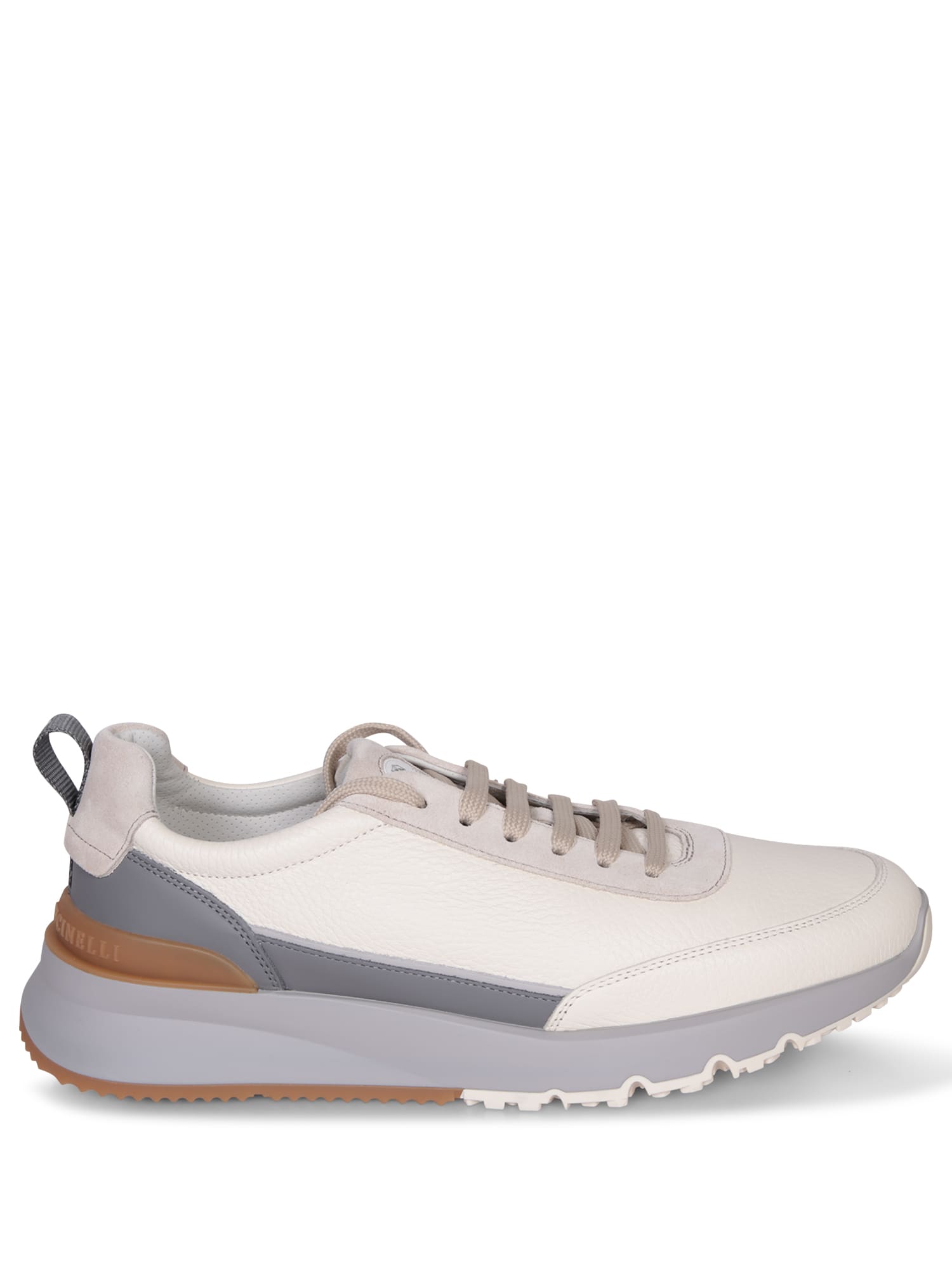 Shop Brunello Cucinelli Low Sneakers In White And Grey Leather