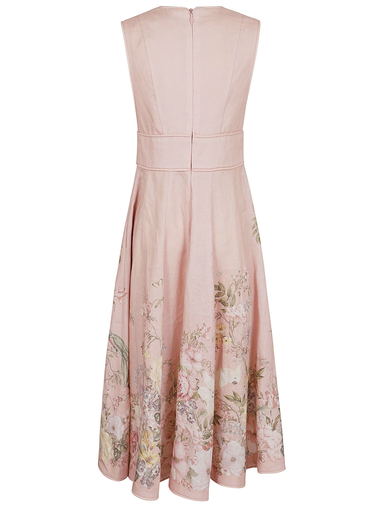 Shop Zimmermann Waverly Plunge Midi Dress In Pif Pink Floral