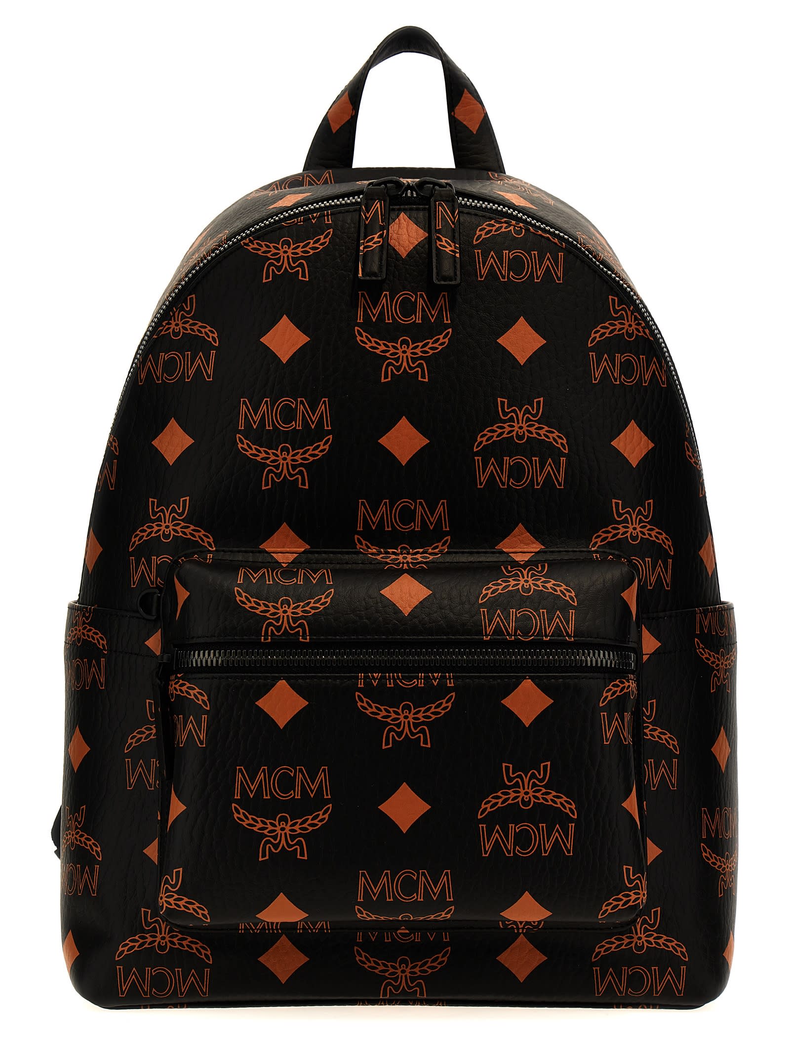 MCM Men's Logo Monogram Medium Leather Backpack