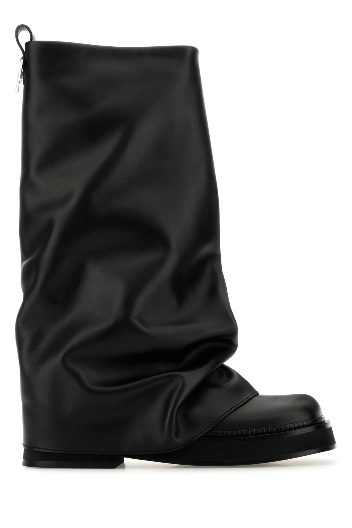 Attico Black Leather Robin Boots