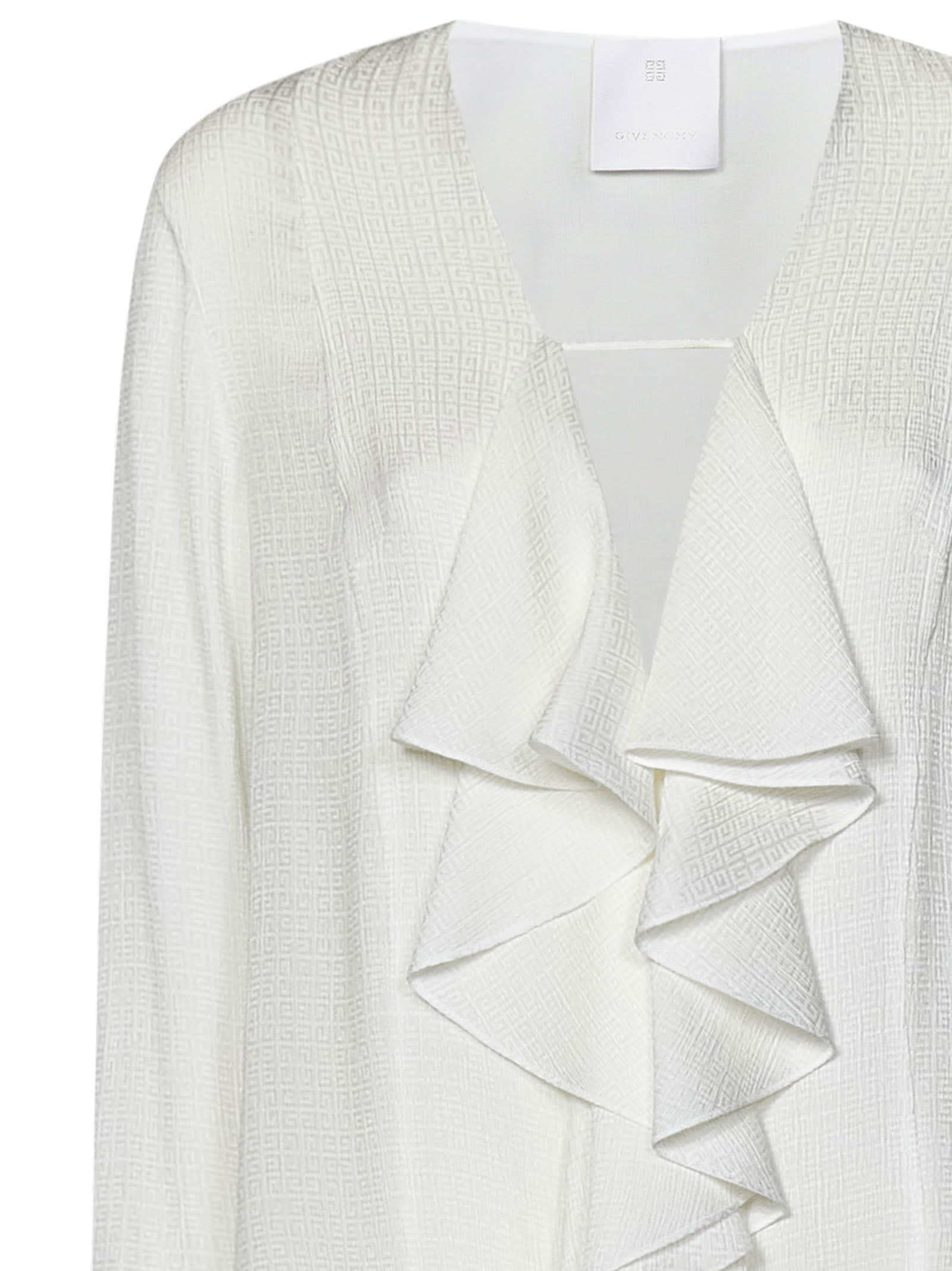 Givenchy Long-sleeved White Silk Crpon Blouse In White
