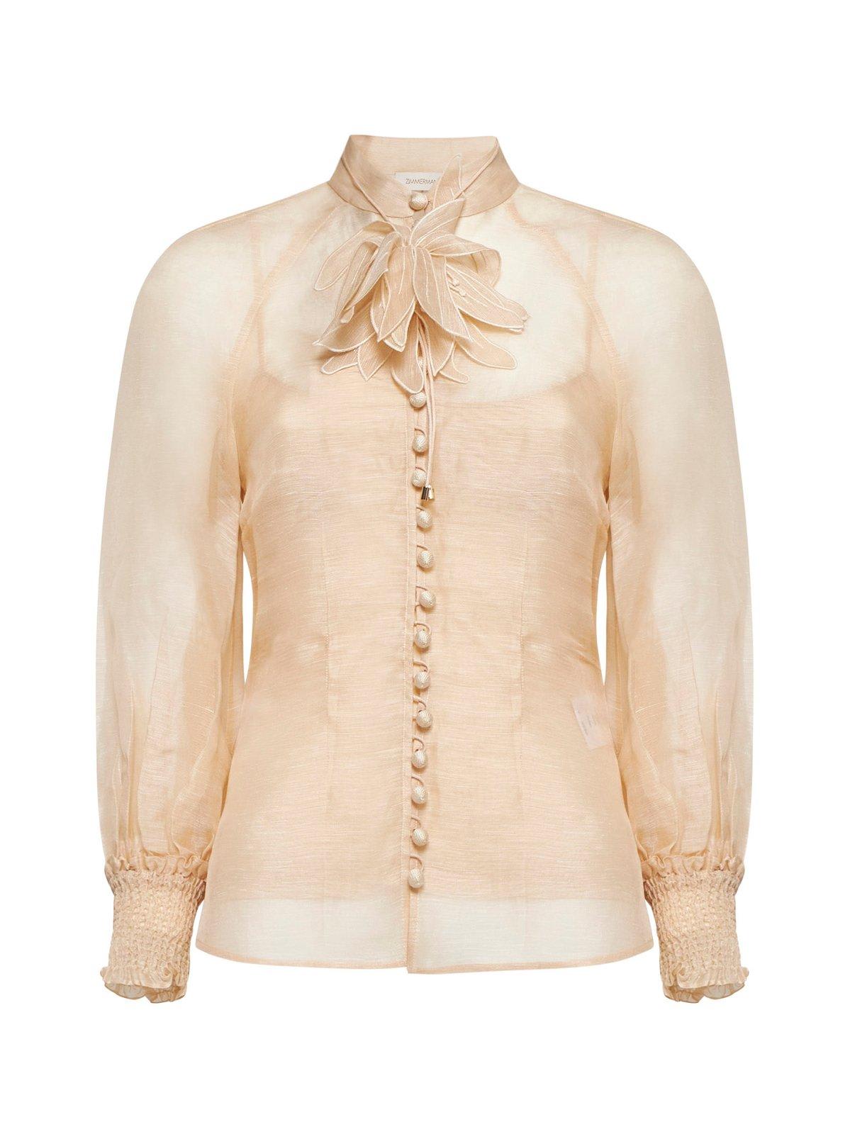 Shop Zimmermann Illustration Buttoned Blouse In Neutrals