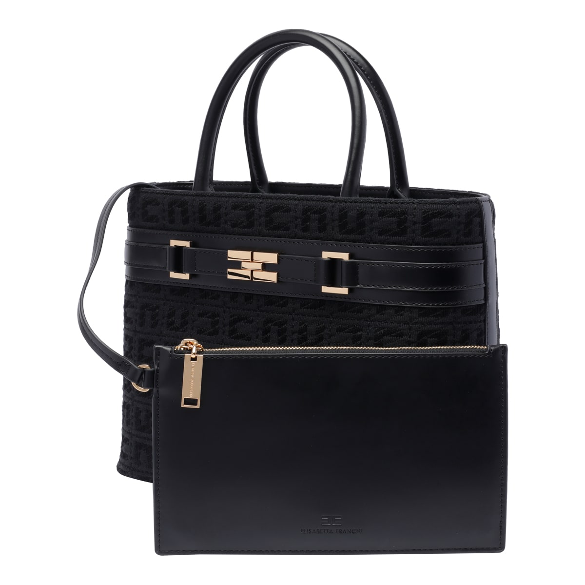 Shop Elisabetta Franchi Logo Handbag In Black