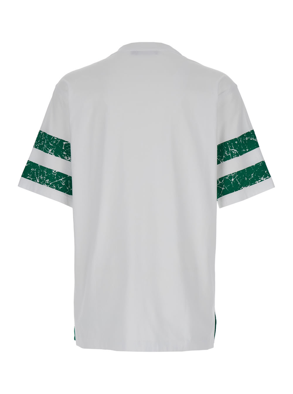 Shop Dolce & Gabbana Oversized White And Green T-shirt With Dg Milano 00 Print In Cotton Man In Bianco