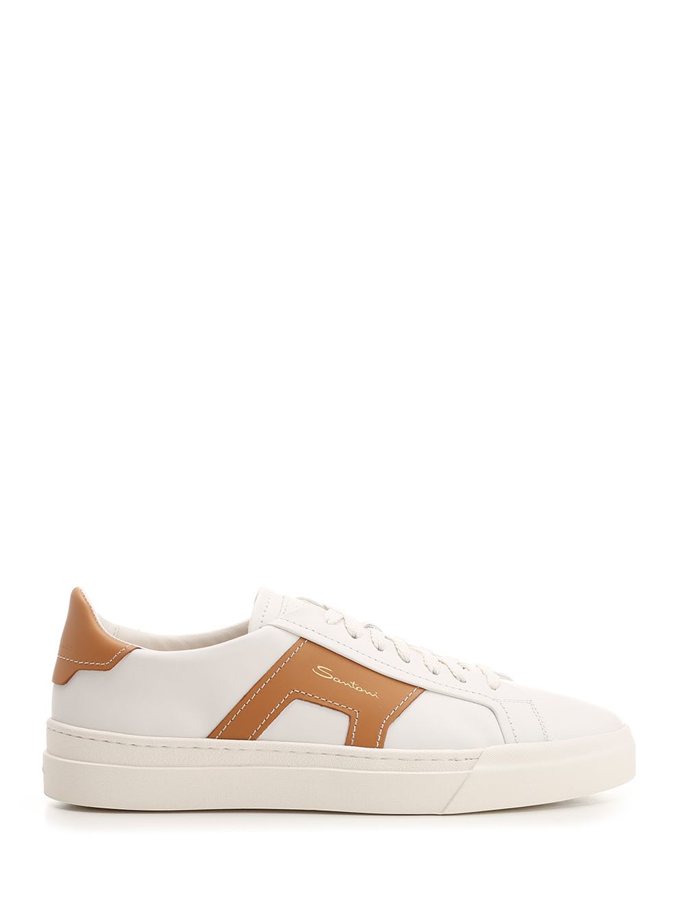 Shop Santoni Double Buckle Sneakers In White