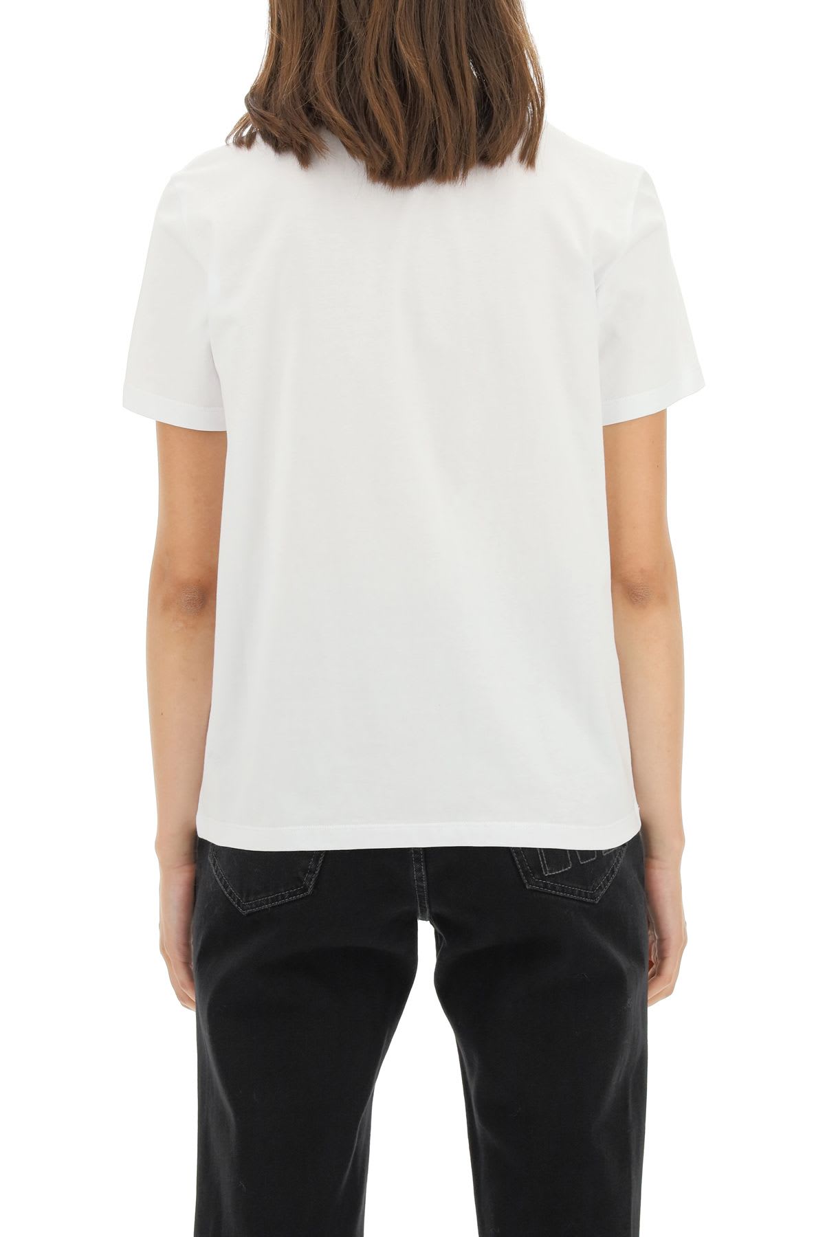 Msgm Logo Print Crewneck T-shirt In Optical White (white)