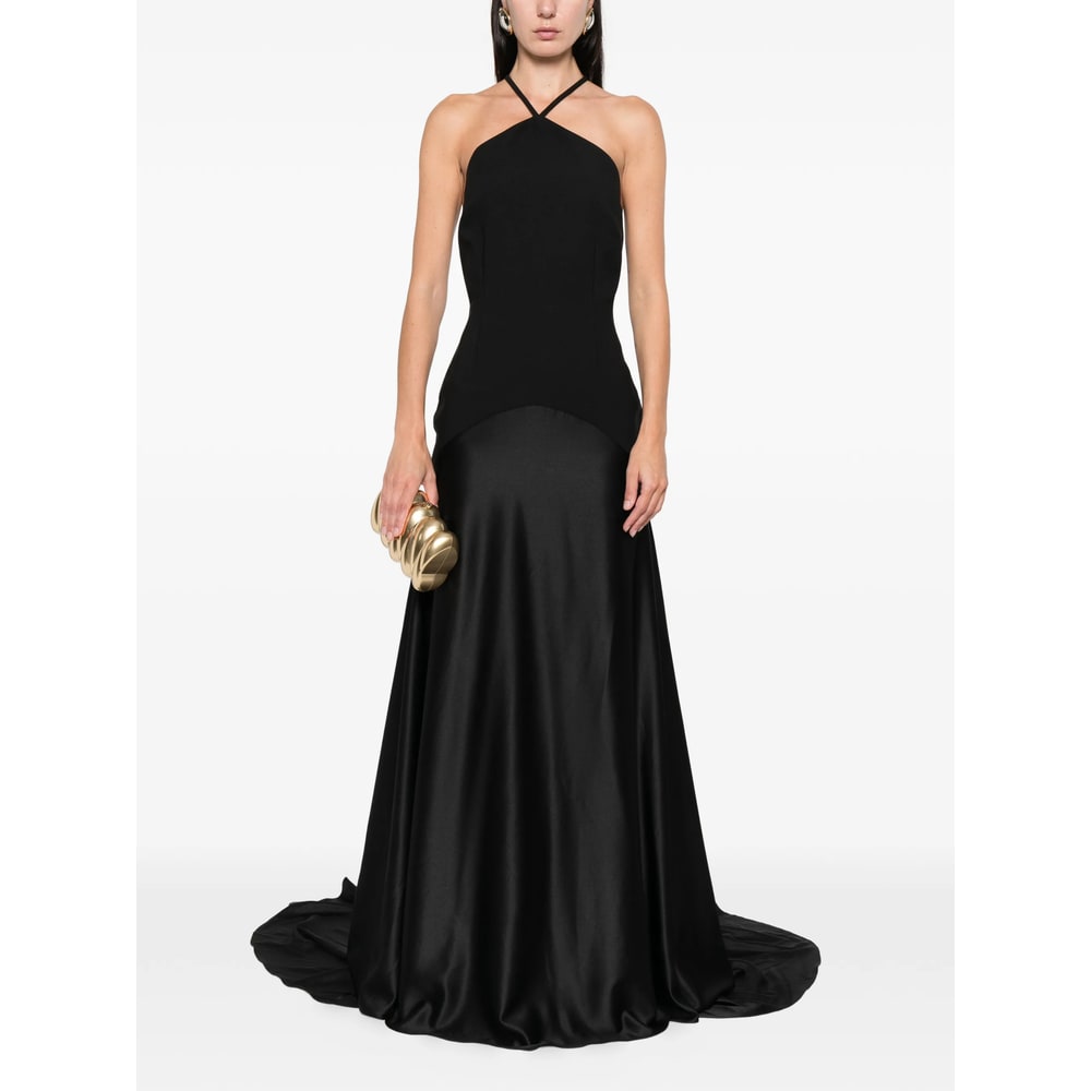 Solace London Draped Statment Halterneck Ophelia Maxi Dress In Black