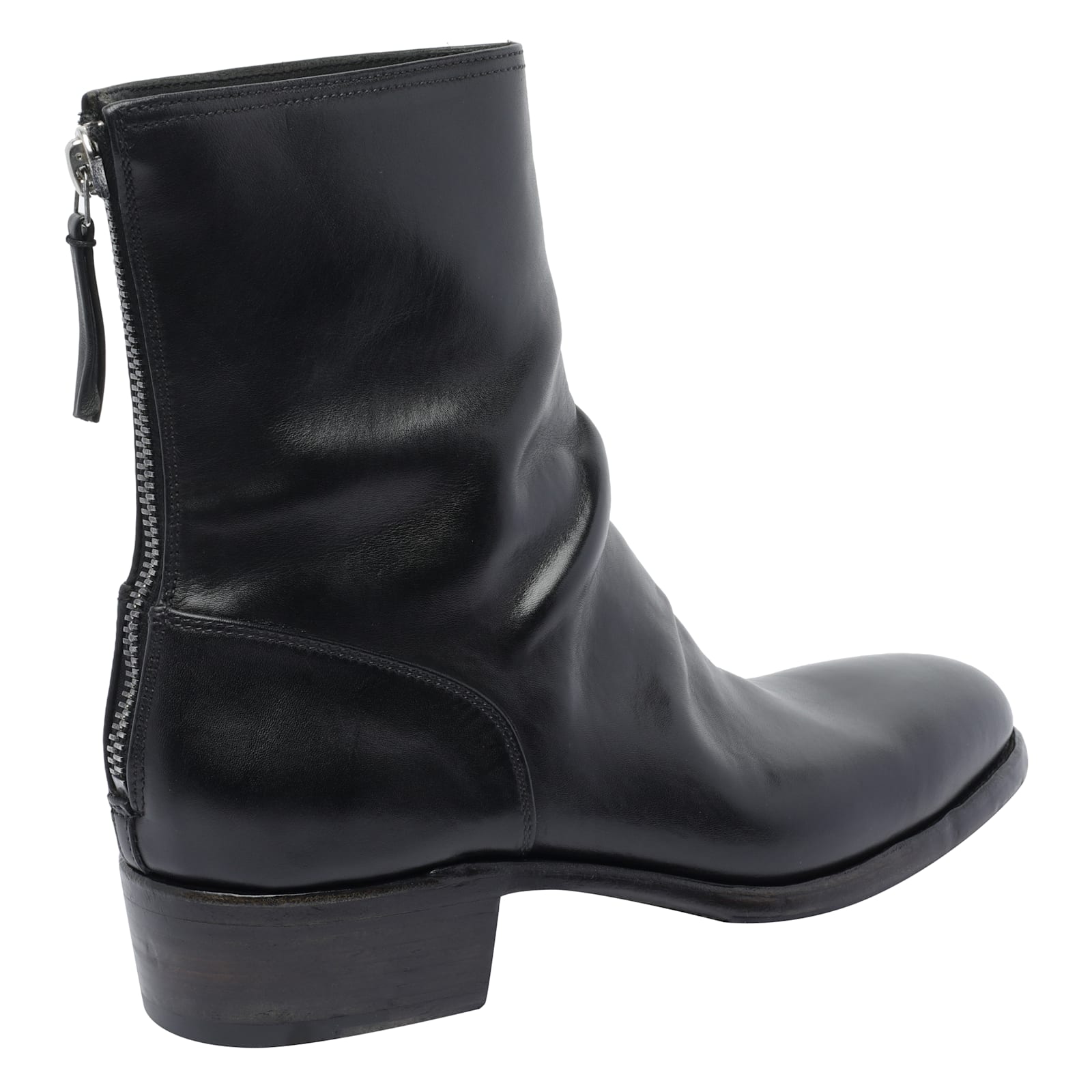 Premiata Heeled Leather Ankle Boots With Round Toe In Black