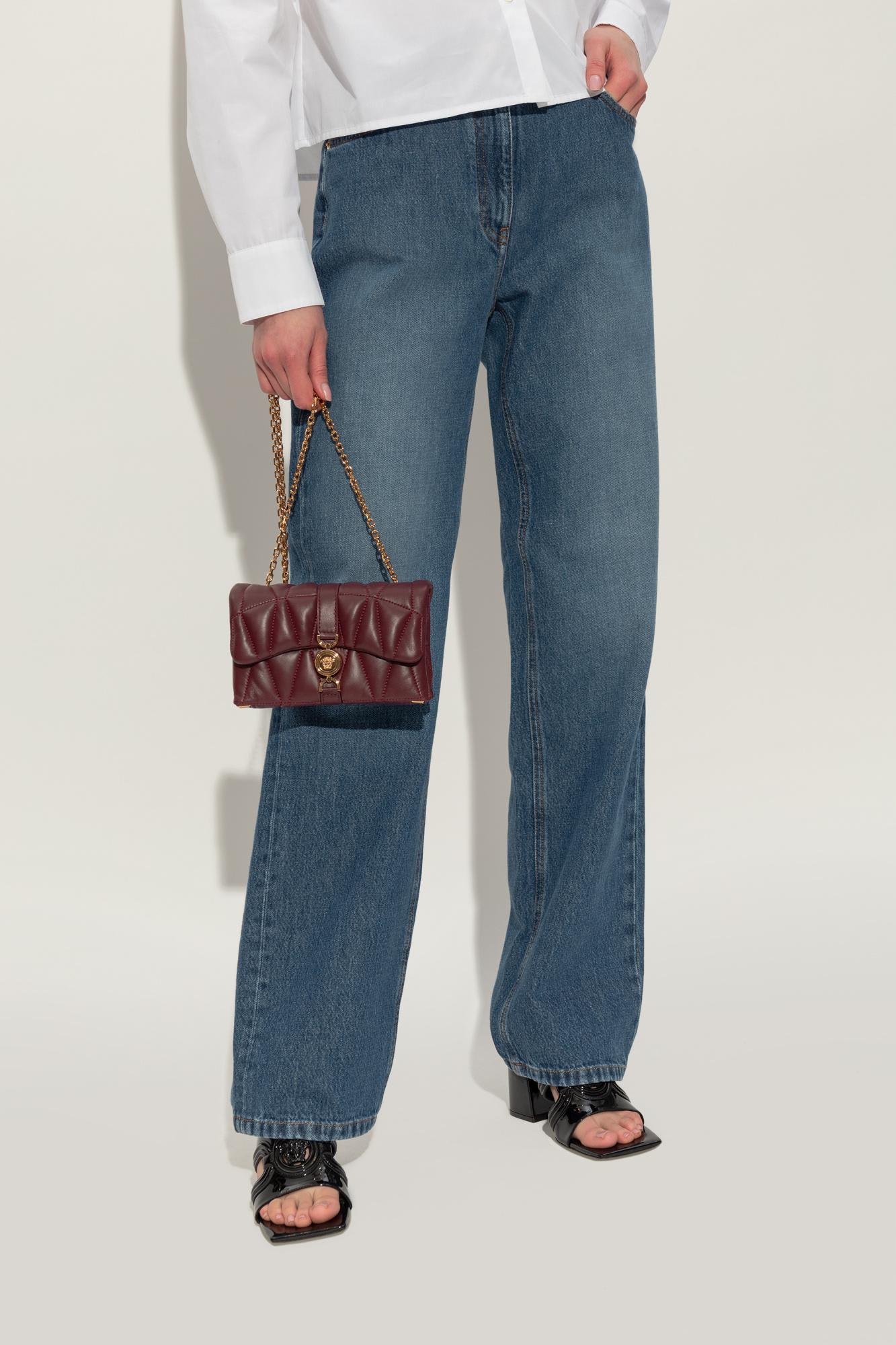 Versace Shoulder Bag Kleio Mini In Dark Burgundy- Gold