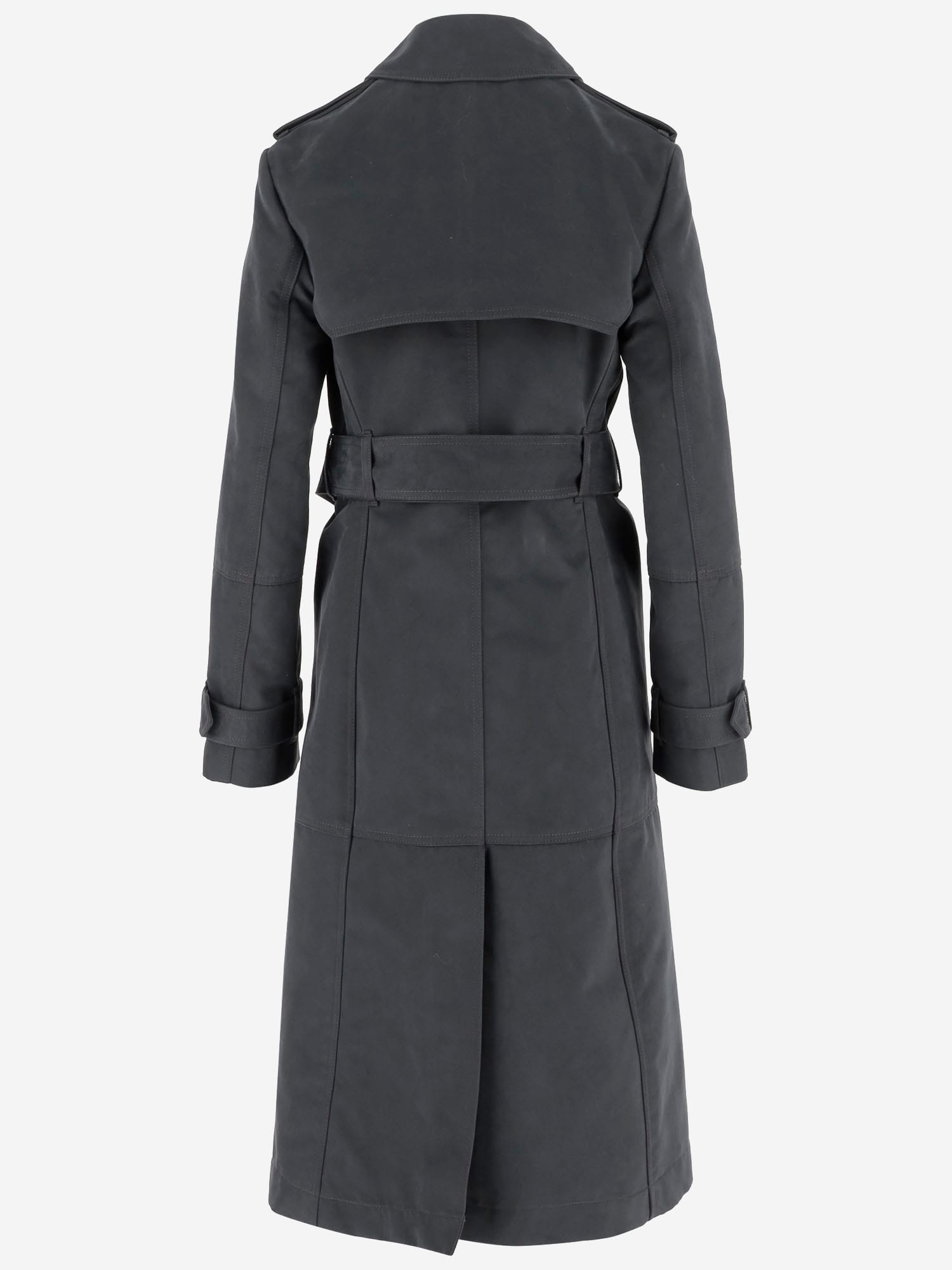 Burberry Grey Cotton Blend Trench Coat Women In Grey
