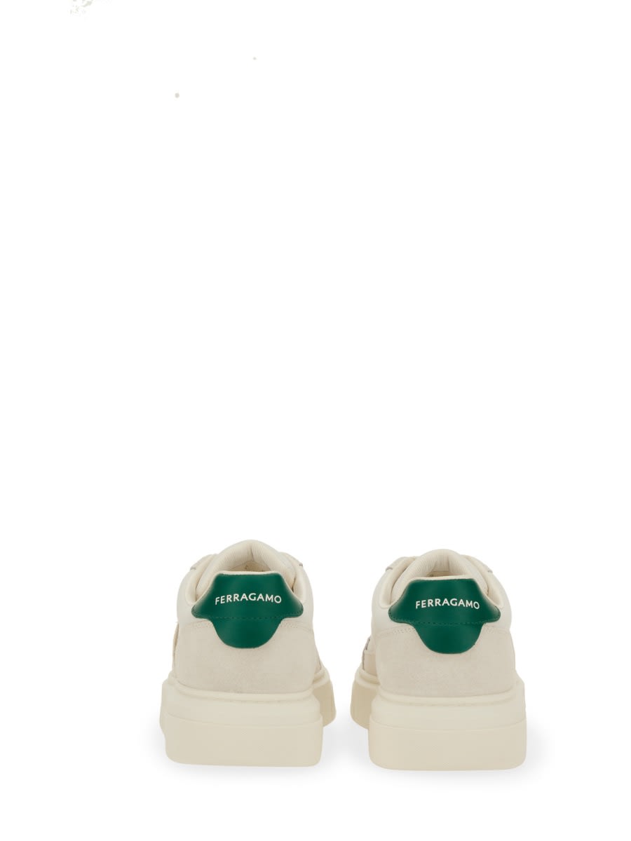 Shop Ferragamo Low Sneaker With Hooks In White