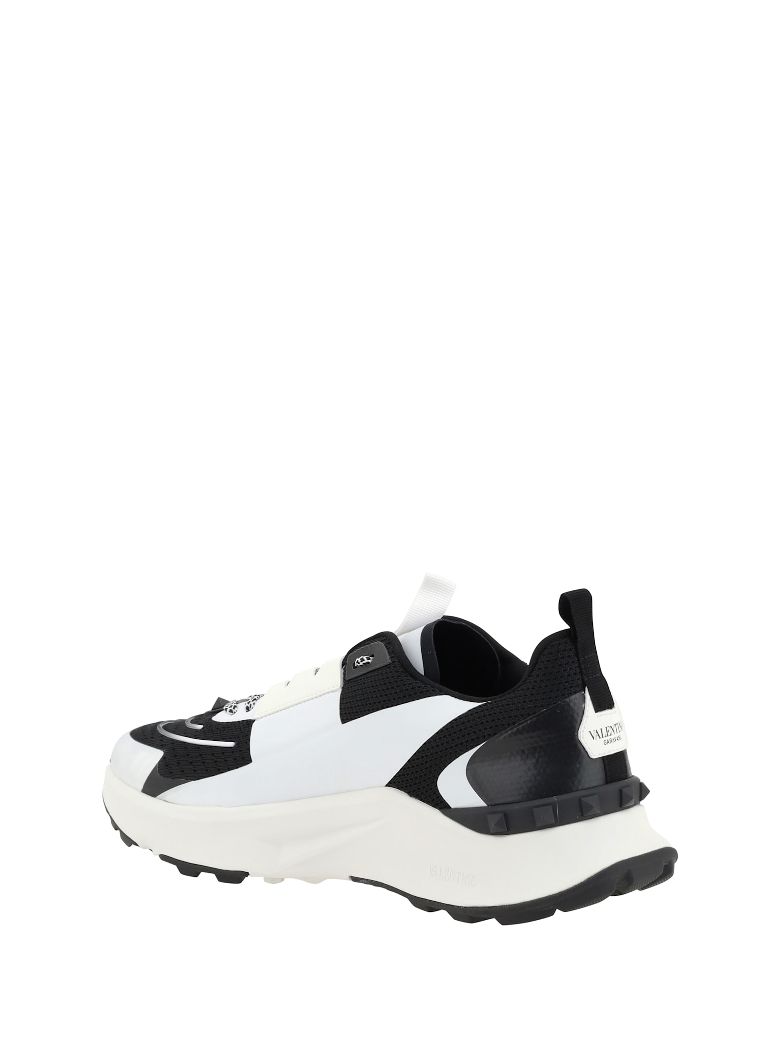Valentino True Act Leather-trimmed Mesh And Rubber Sneakers In Nero-bianco/bianco-nero/bianco-nero/b-n