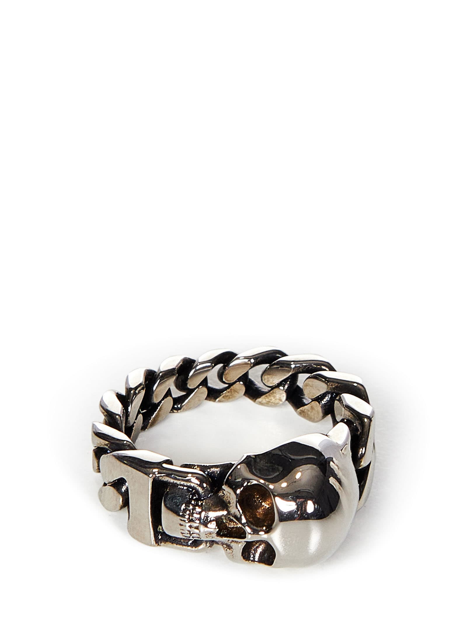 Shop Alexander Mcqueen Skull Ring In Silver