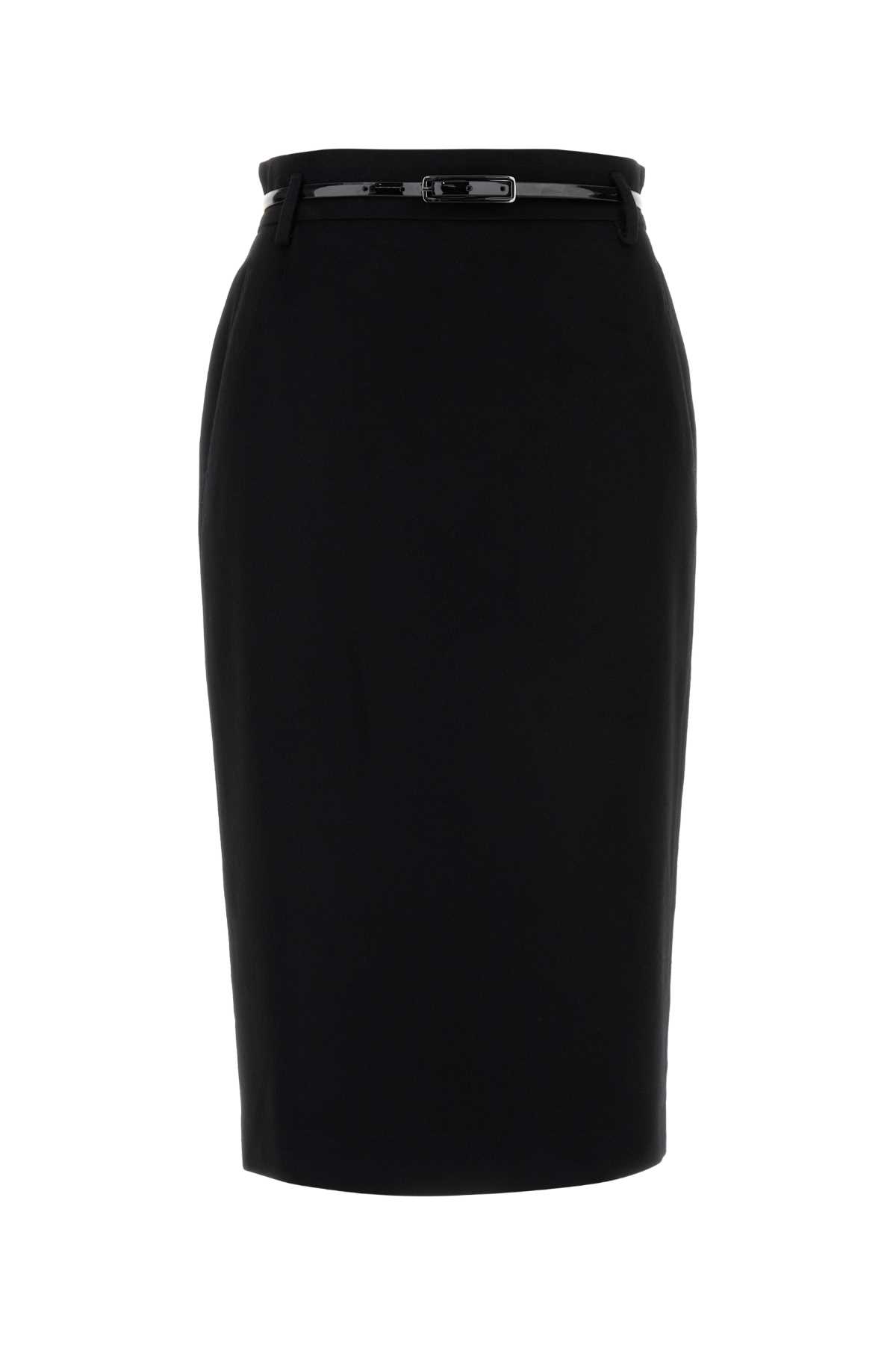 Black Wool Ginseng Skirt