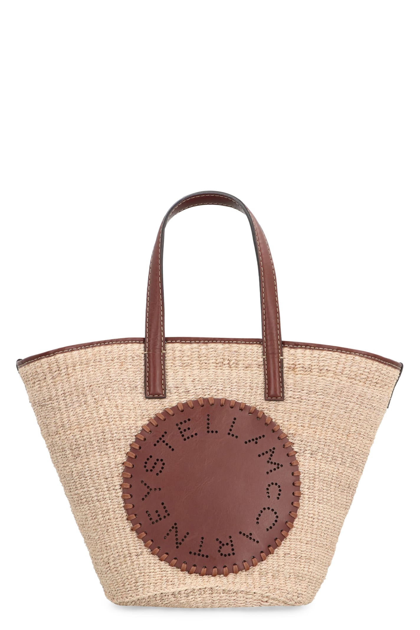 Shop Stella Mccartney Raffia Tote Bag In Ecru