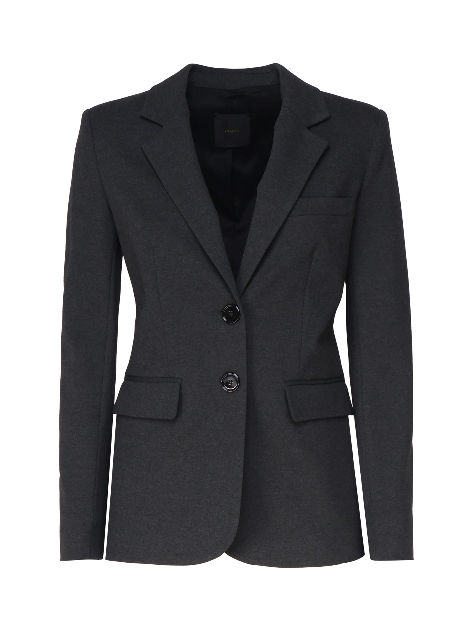 Shop Pinko Single-breasted Wheel Jacket In Grey