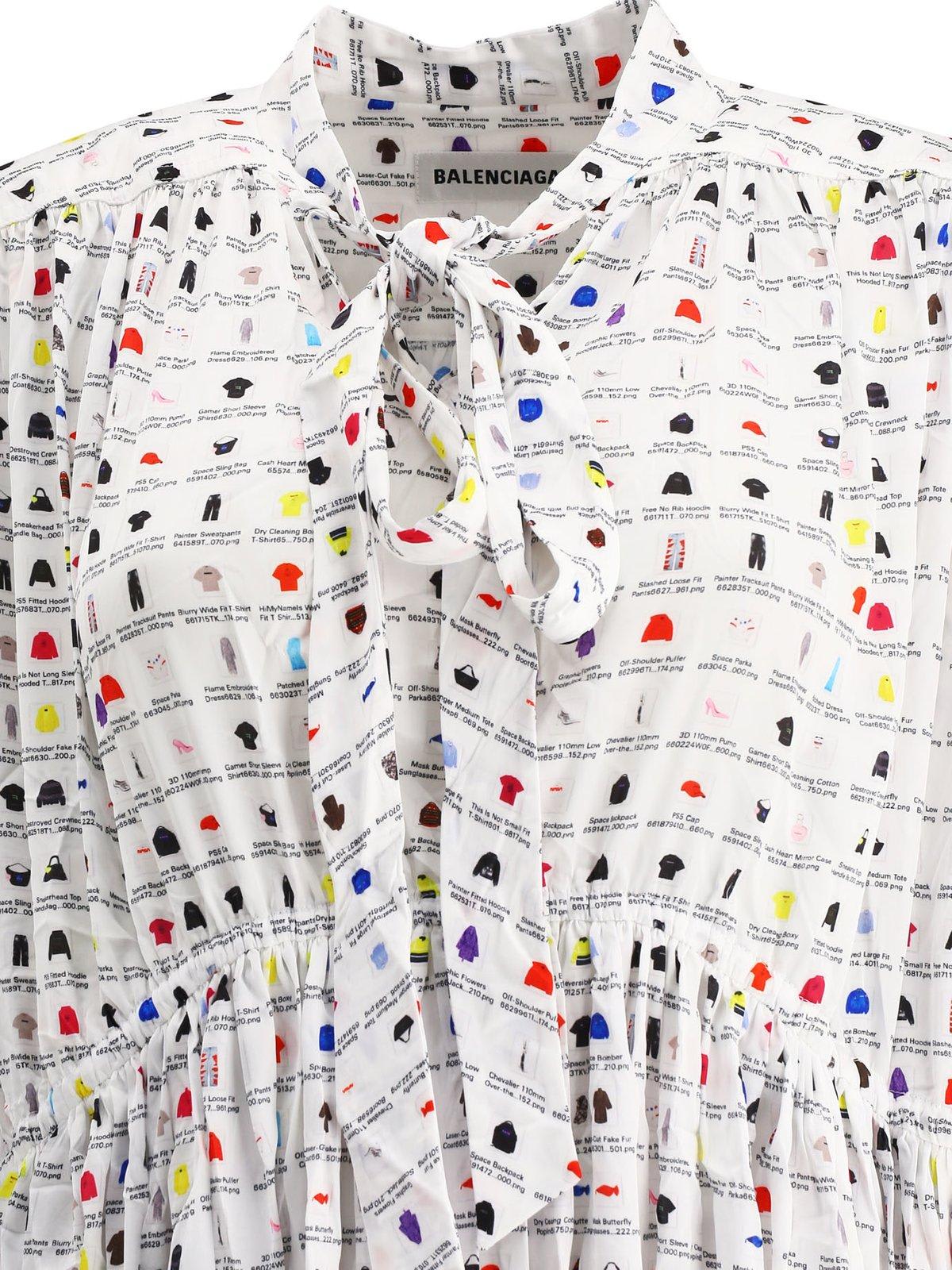 Shop Balenciaga Graphic Printed Oversized Midi Dress In White