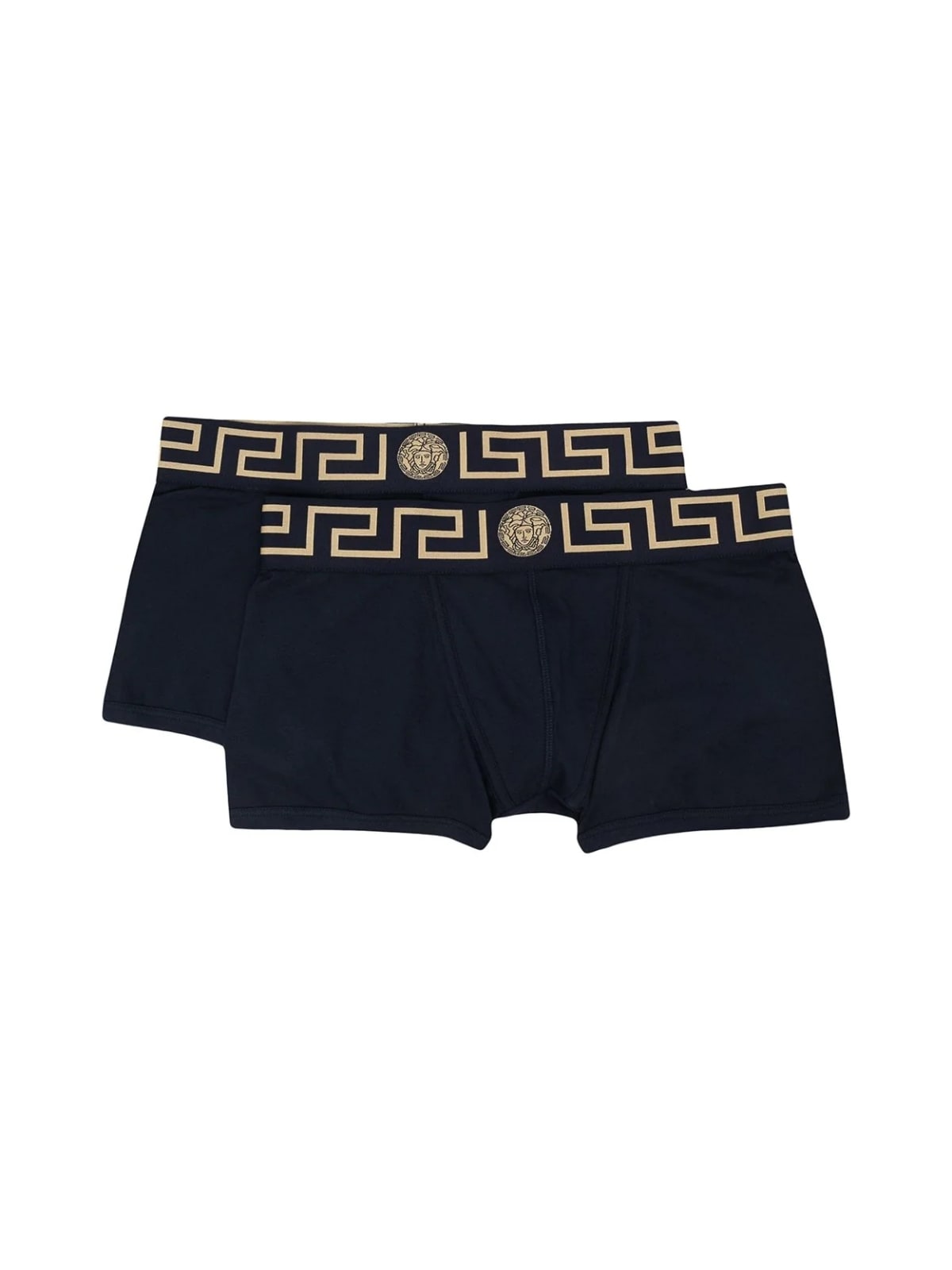 Versace Bi-pack Boxer Shorts W/baroque Printing On Elastic Waist