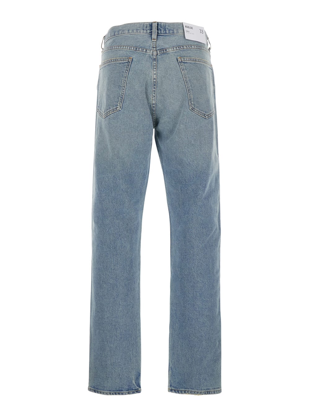 Agolde Curtise Light Blue Five-pocket Jeans With Distress Look In Cotton Man In Light Blue