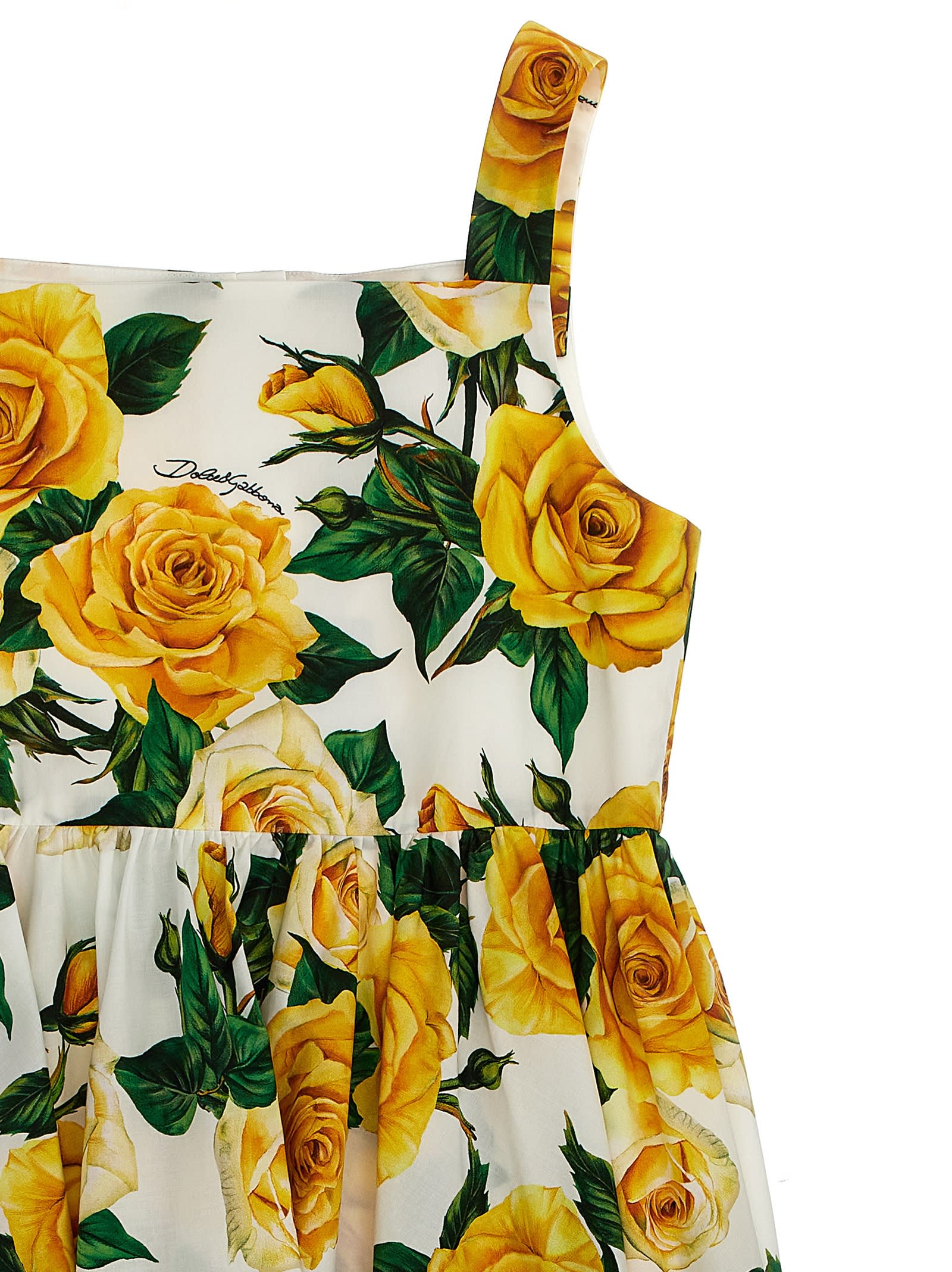 Shop Dolce & Gabbana Floral Printed Dress In Giallo