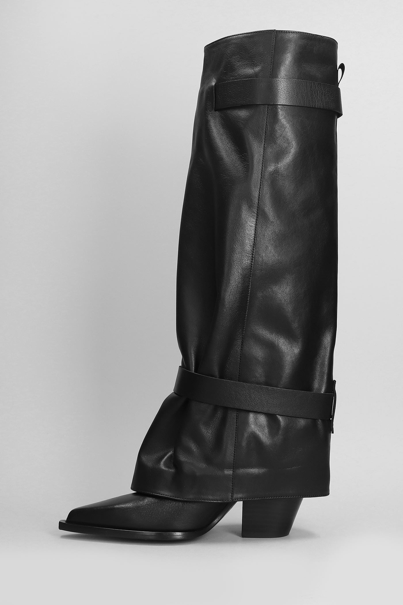 Shop Elena Iachi Texan Boots In Black Leather