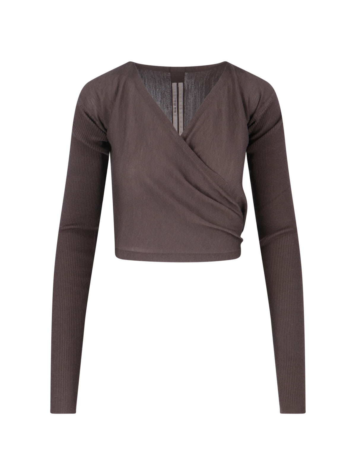 Rick Owens Crewneck Wrap Knitwear Long Sleeves Cropped In Burgundy