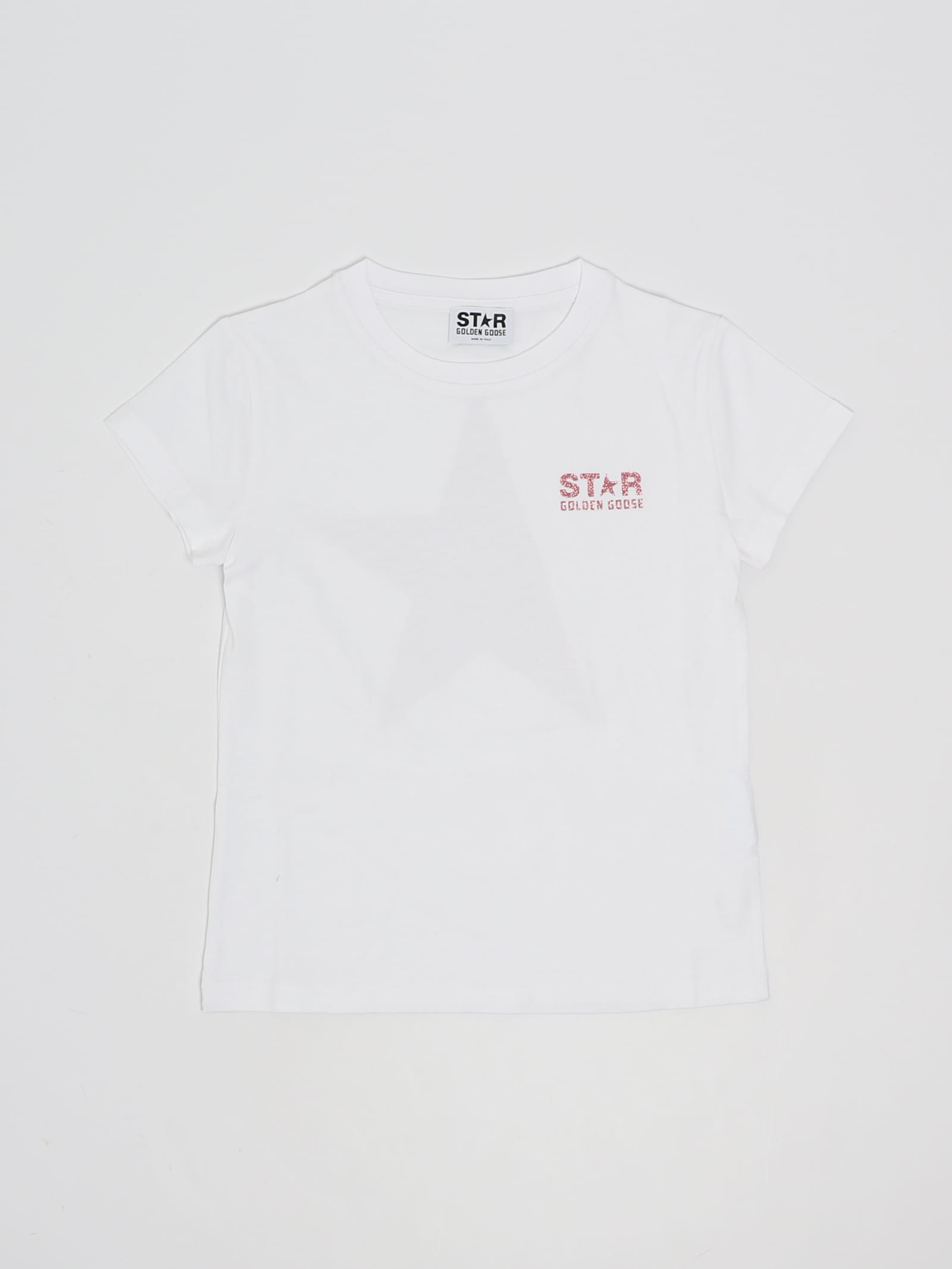Shop Golden Goose Big Star Printed T-shirt In Bianco-rosa