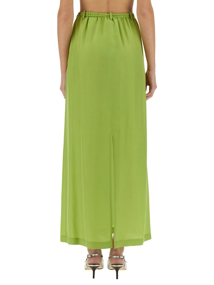 Alysi Long Silk Skirt In Green