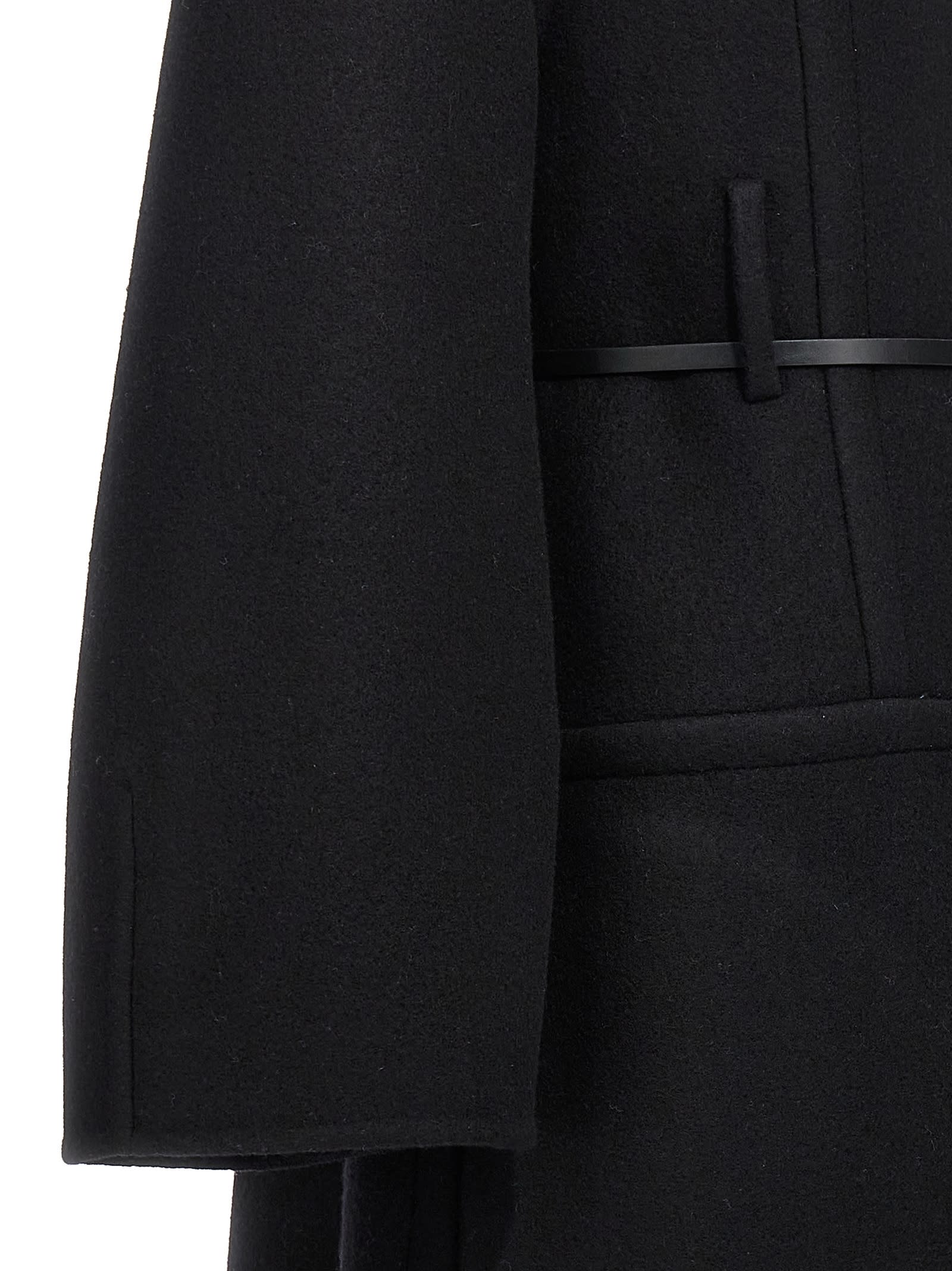 Shop Jil Sander Long Wool Coat In Black