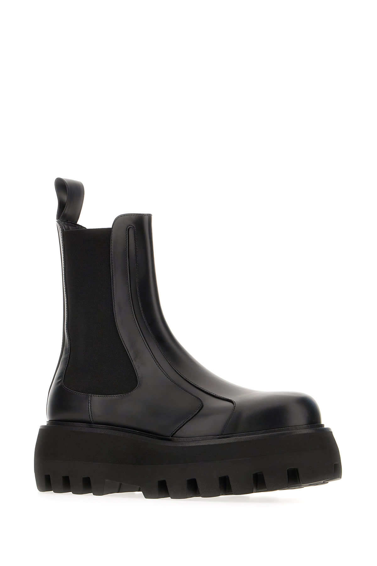 Alexander Mcqueen Black Leather Ankle Boots In Black