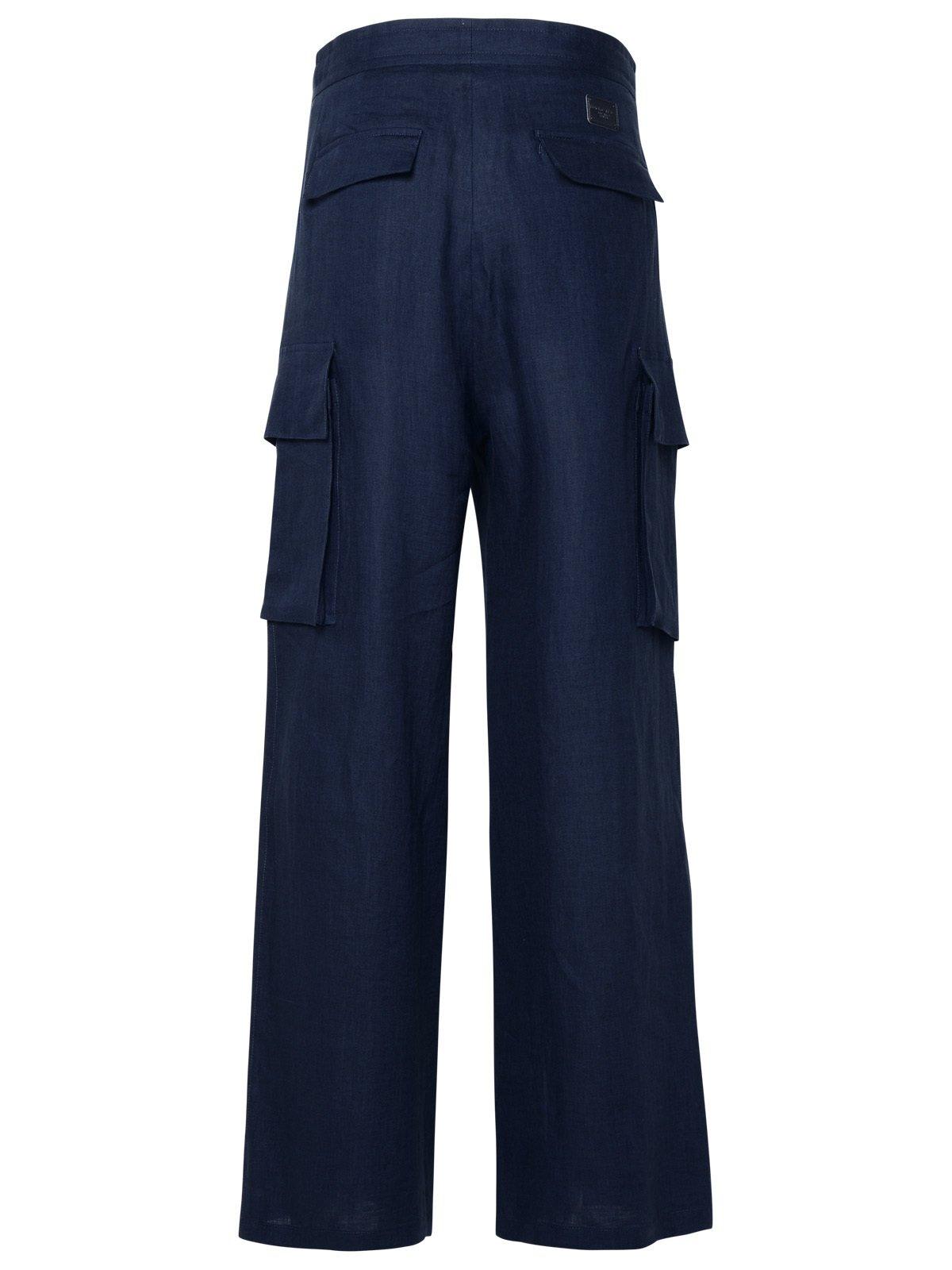 Shop Dolce & Gabbana Mid-rise Straight Leg Cargo Trousers In Blue