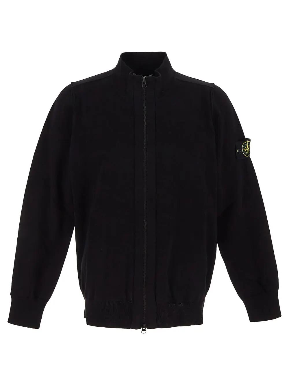 Shop Stone Island Zipped Sweatshirt In Nero