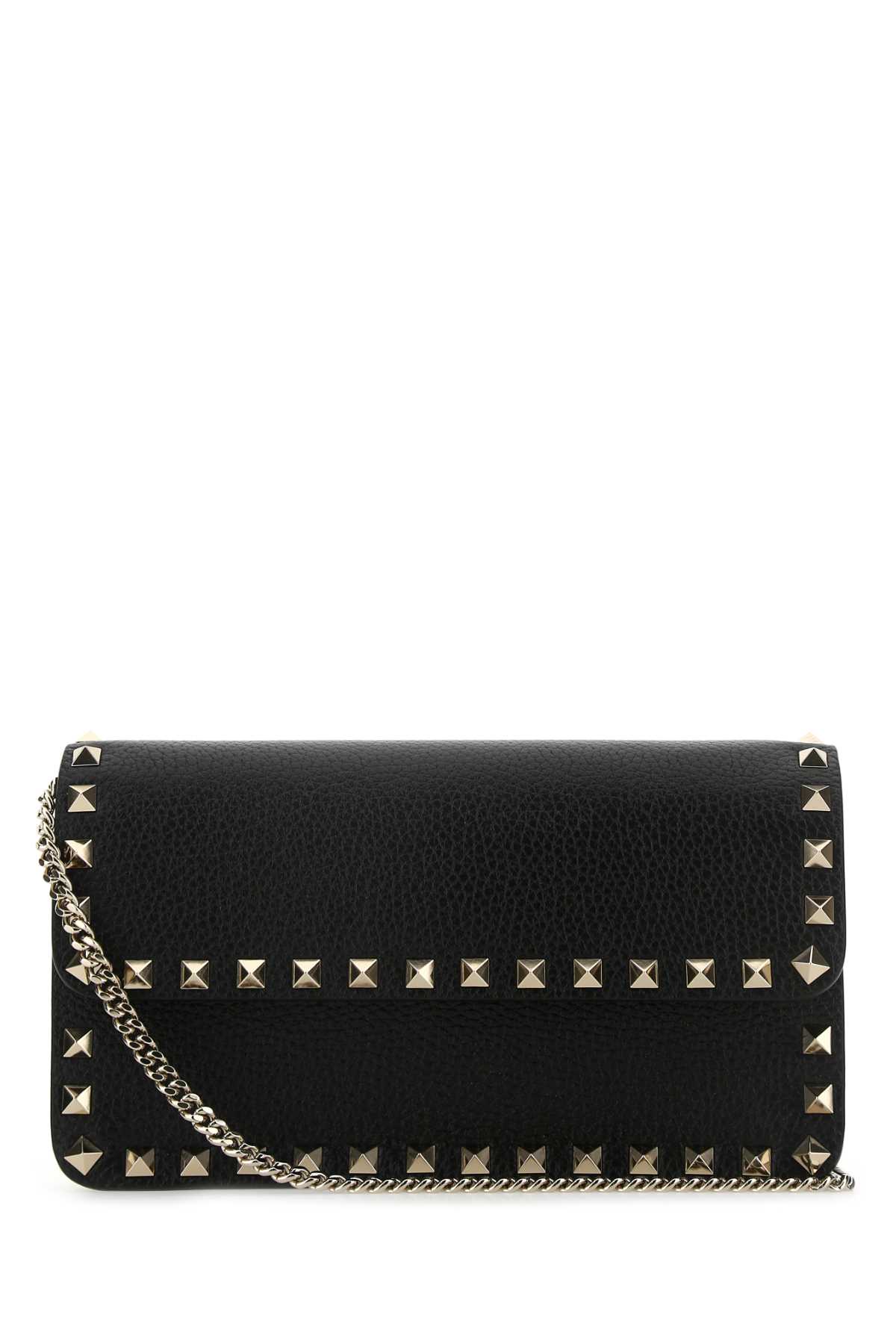 Shop Valentino Black Leather Rockstud Clutch In Nero