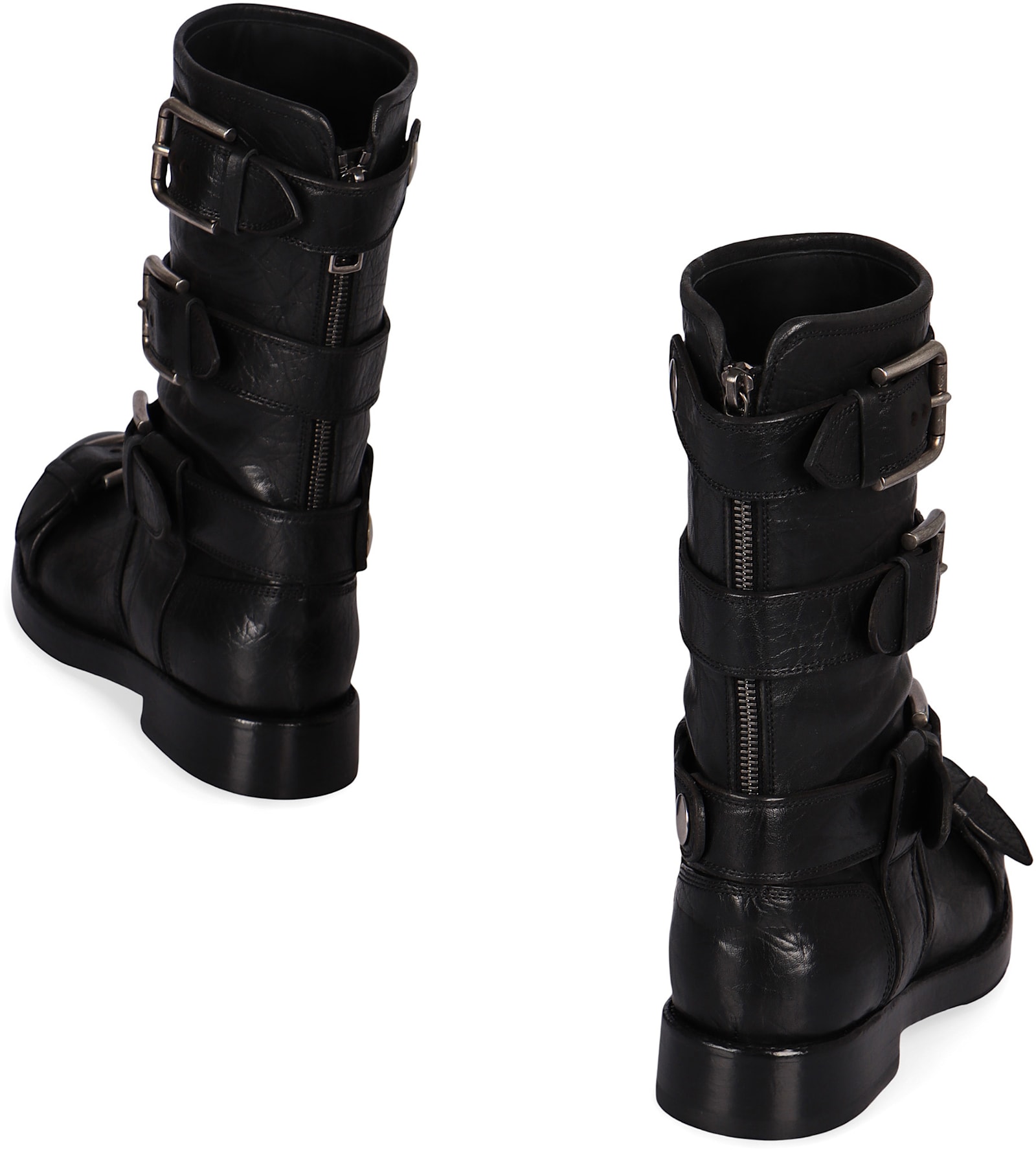 Dolce & Gabbana Leather Biker Boots In Black