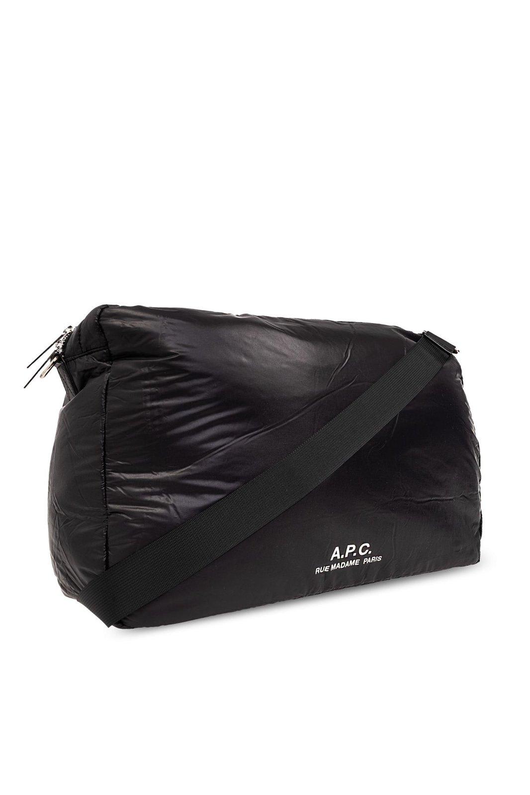 Shop Apc Logo Printed Large Shoulder Bag In Black