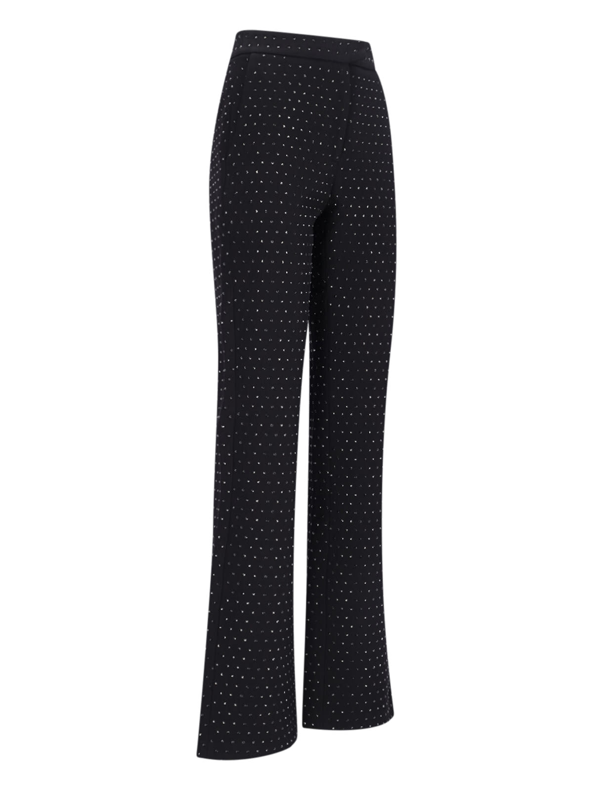 The Andamane Flared High Waist Trousers With Stud Embellishments In Black