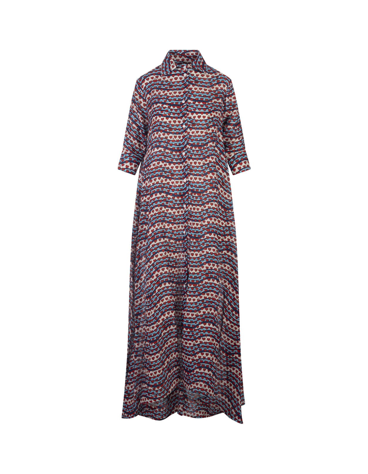 Shop Alessandro Enriquez Long Printed Linen Shirt Dress In Multicolour