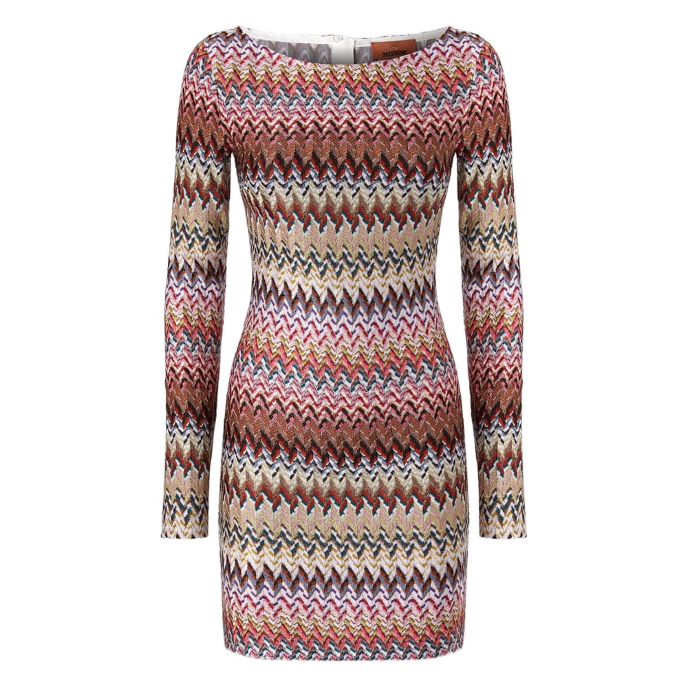 Missoni Metallic Zigzag Long Sleeve Knit Minidress In Multi
