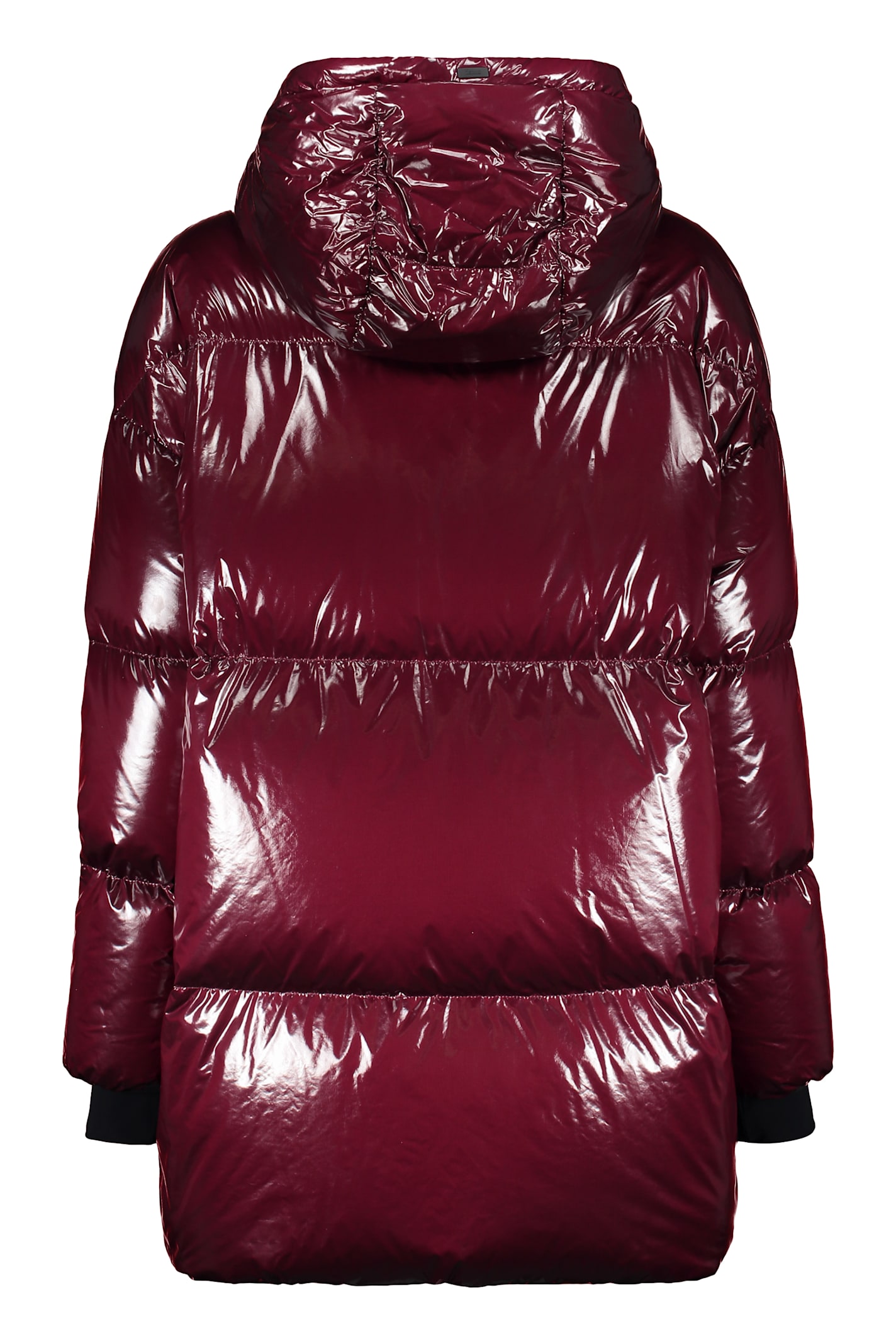 Herno Laminar Hooded Shiny Down Jacket In Red-purple Or Grape