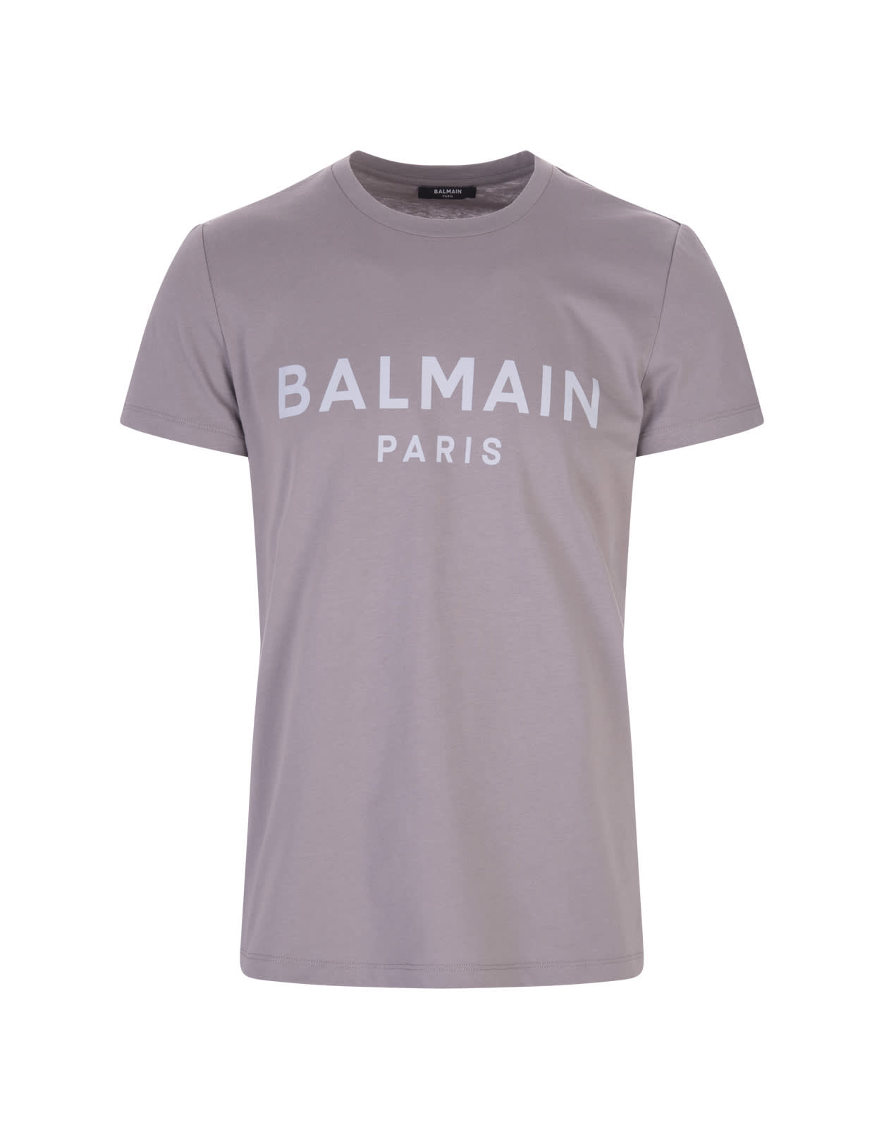 Balmain Man Grey Cotton T-shirt With Logo